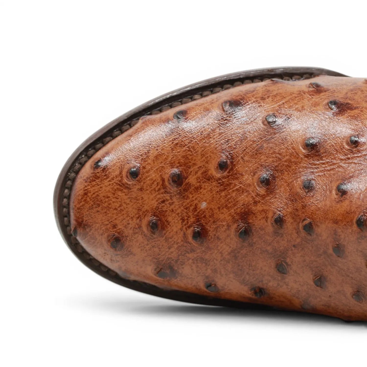 Tanner Mark Boots Boots Men's Ostrich Print Round Toe Boots in Rustic Cognac - Tanner Mark Boots