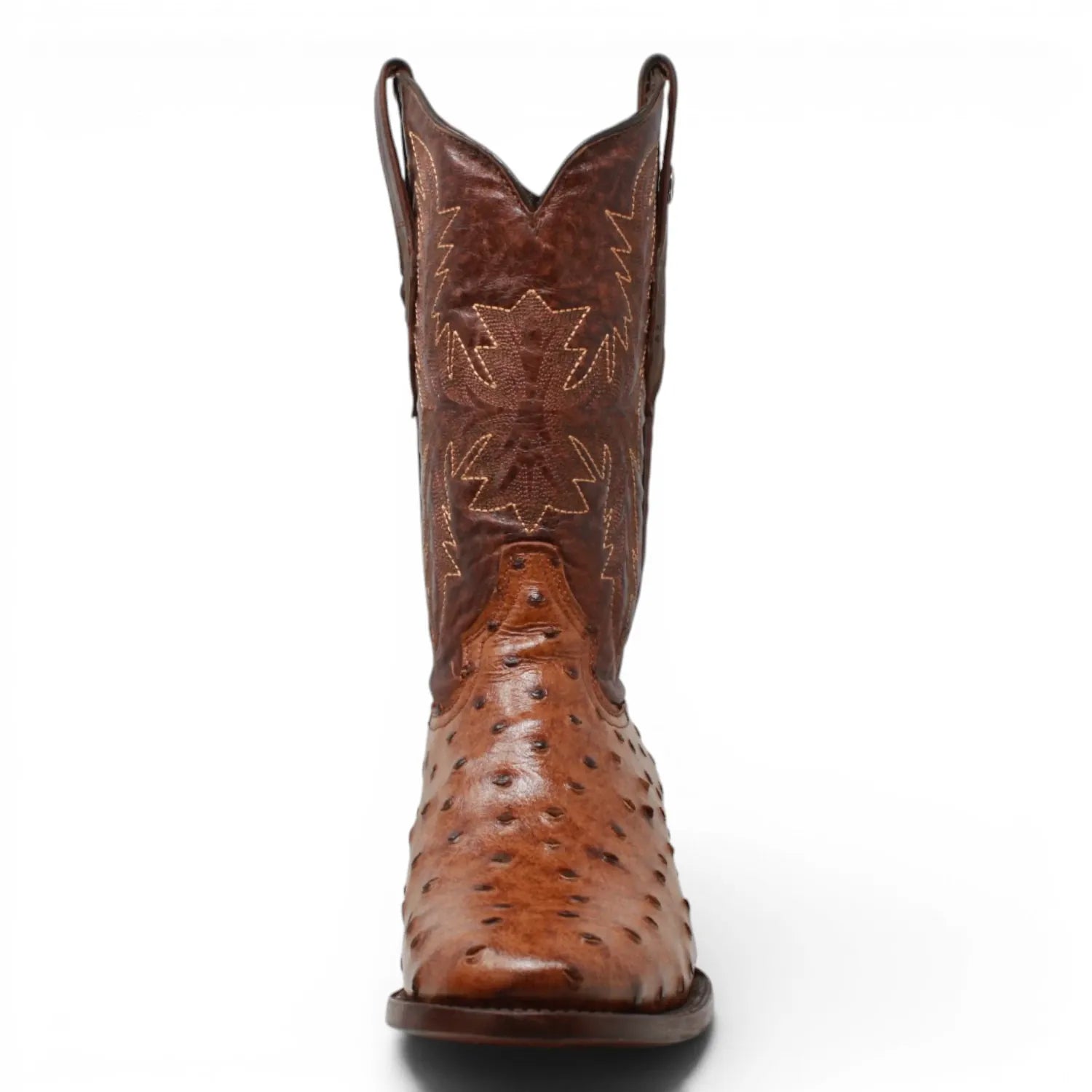 Tanner Mark Boots Boots Men's Ostrich Print Round Toe Boots in Rustic Cognac - Tanner Mark Boots