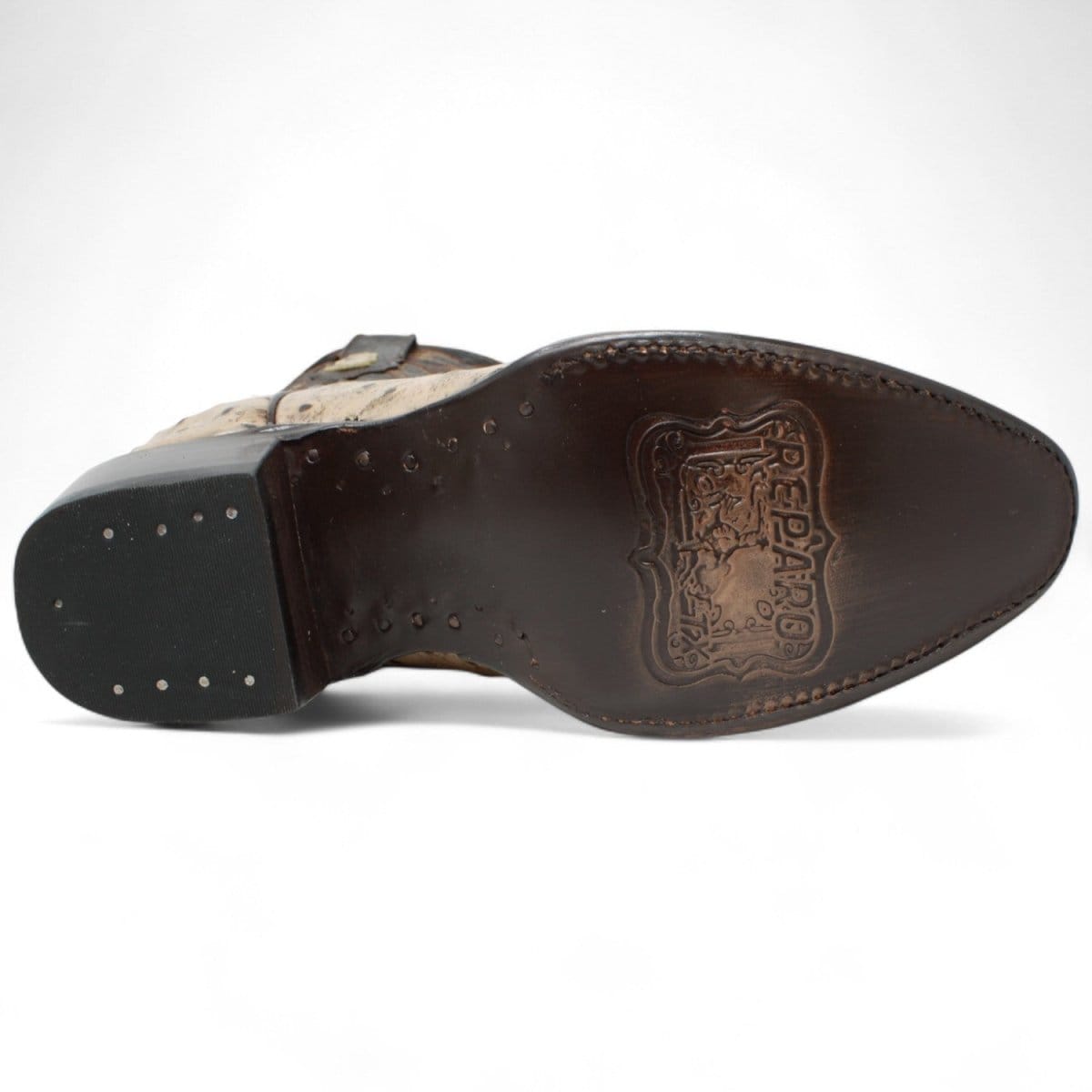 Tanner Mark Boots Boots Men's Ostrich Print Round Toe Boots in Rustic Oryx - El Reparo
