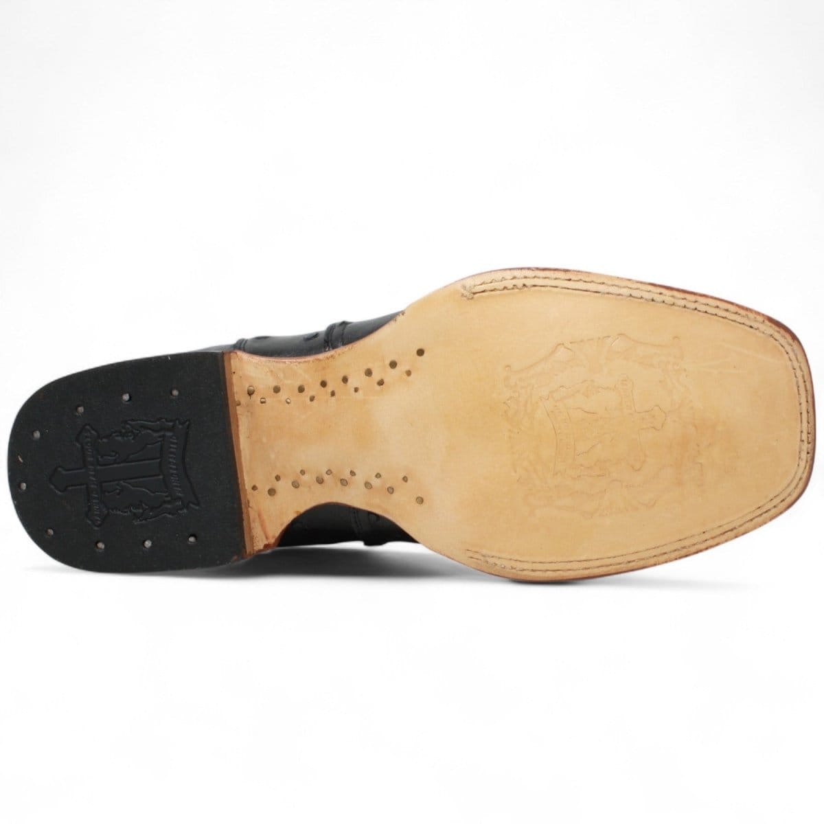Tanner Mark Boots Boots Men's Ostrich Print Square Toe Ankle Boots in Black - Tanner Mark Boots