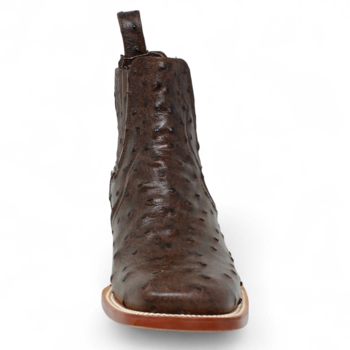 Tanner Mark Boots Boots Men's Ostrich Print Square Toe Ankle Boots in Brown - Tanner Mark Boots