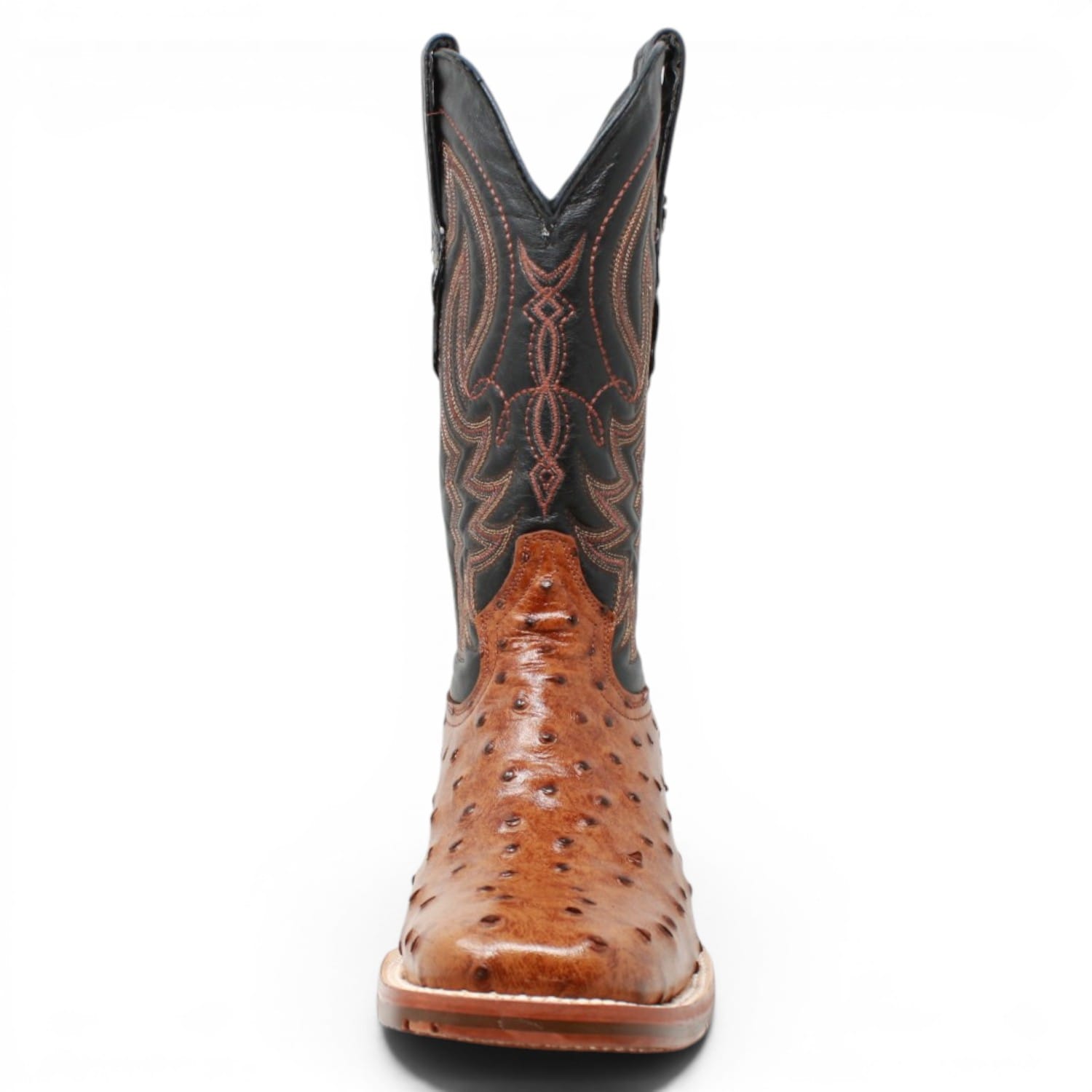 Tanner Mark Boots Boots Men's Ostrich Print Square Toe Boots in Rustic Cognac - Tanner Mark Boots
