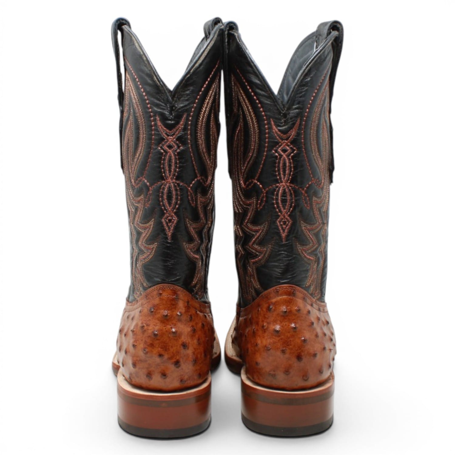 Tanner Mark Boots Boots Men's Ostrich Print Square Toe Boots in Rustic Cognac - Tanner Mark Boots