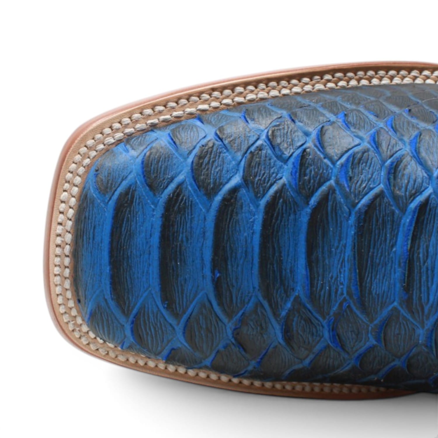 Tanner Mark Boots Boots Men's Python Print Square Toe Boots in Black and Blue - Tanner Mark Boots