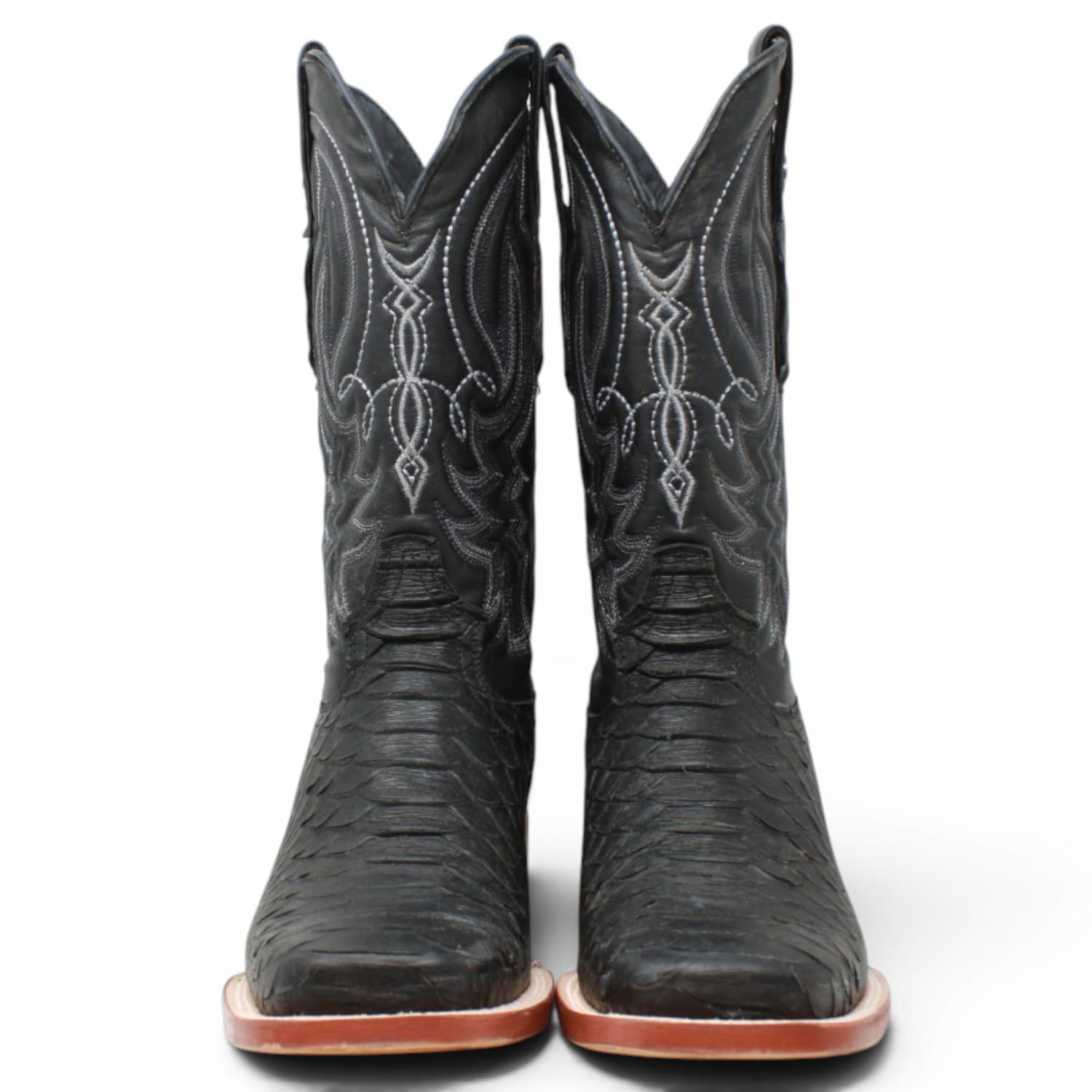 Tanner Mark Boots Boots Men's Python Print Square Toe Boots in Black - Tanner Mark Boots