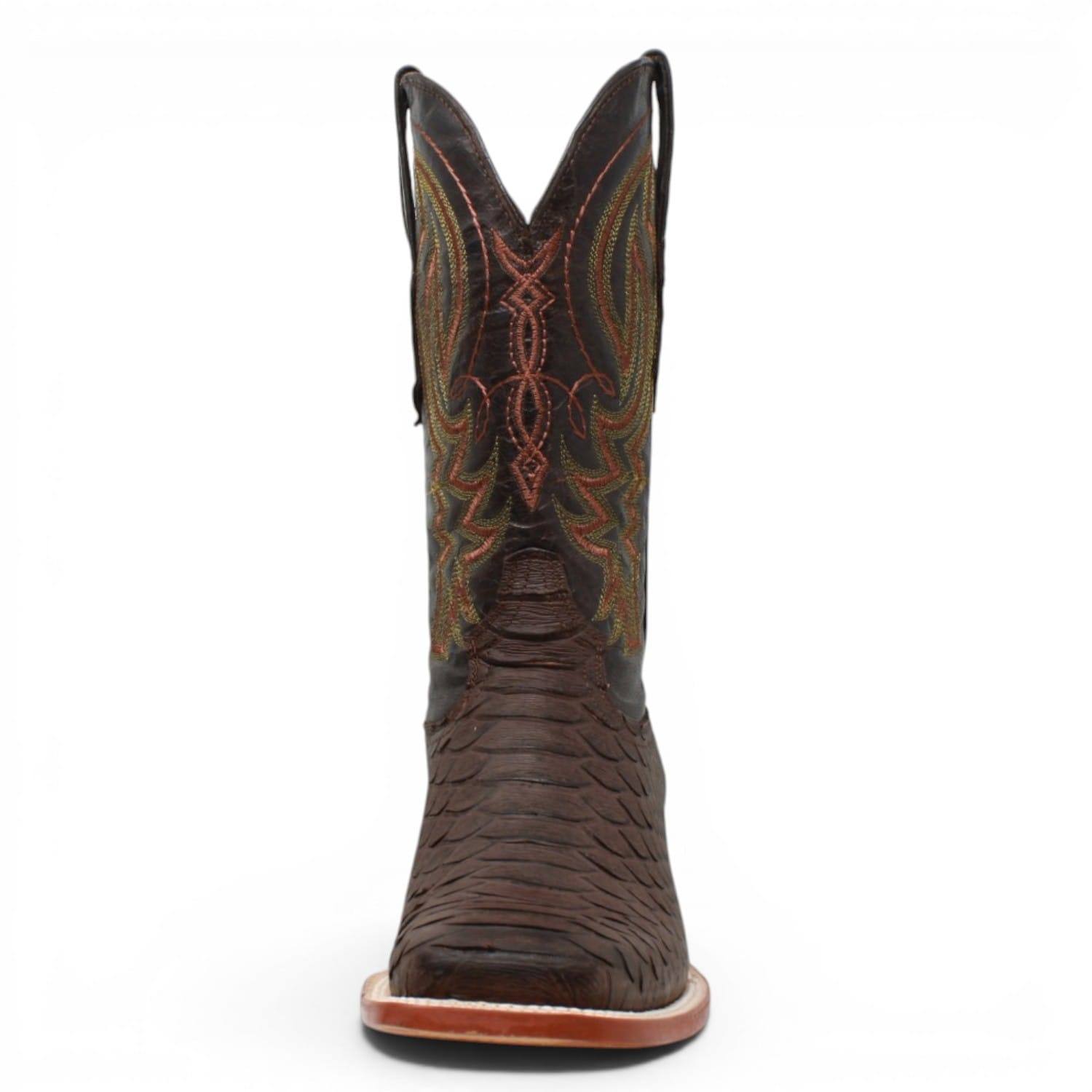 Tanner Mark Boots Boots Men's Python Print Square Toe Boots in Brown Matte - Tanner Mark Boots