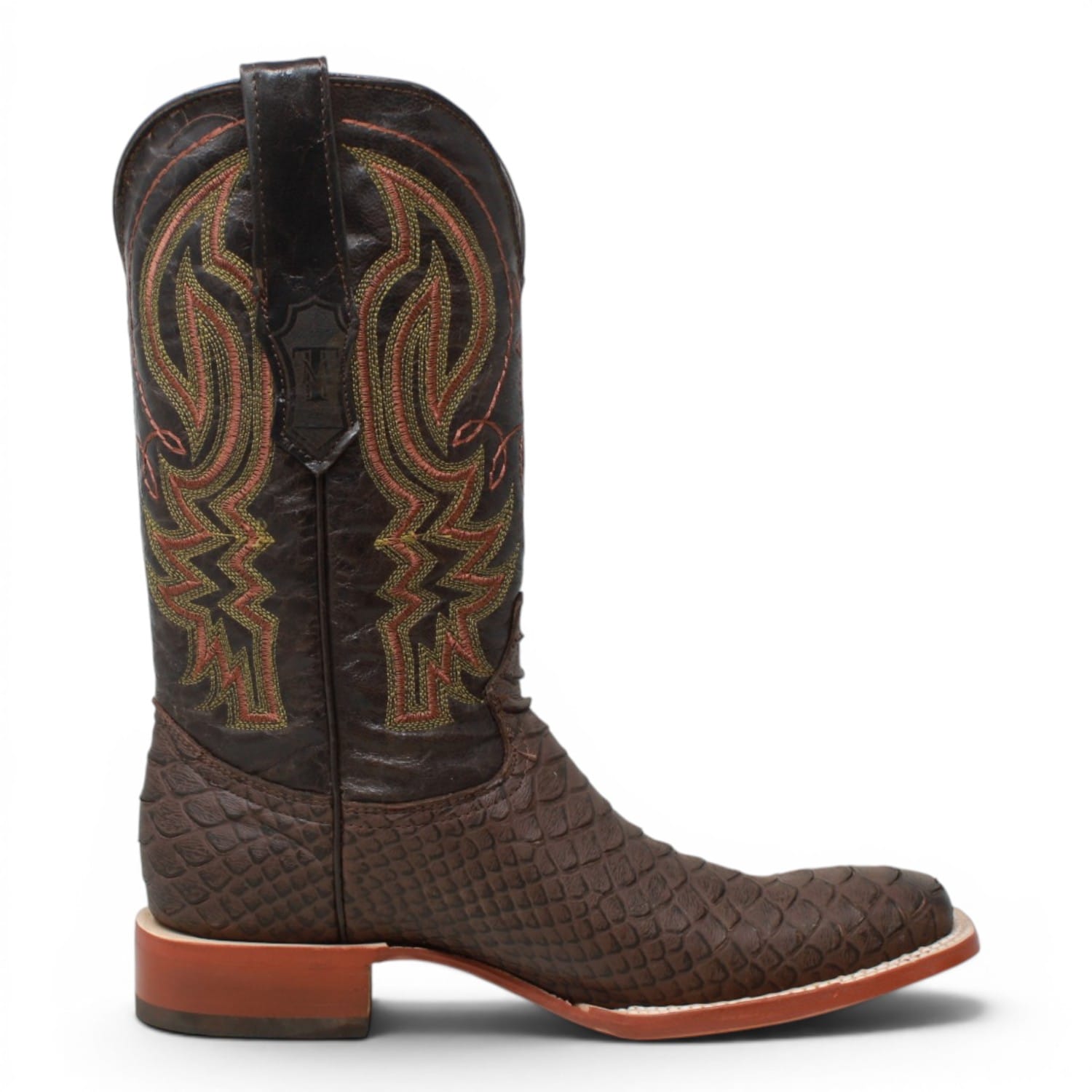 Tanner Mark Boots Boots Men's Python Print Square Toe Boots in Brown Matte - Tanner Mark Boots