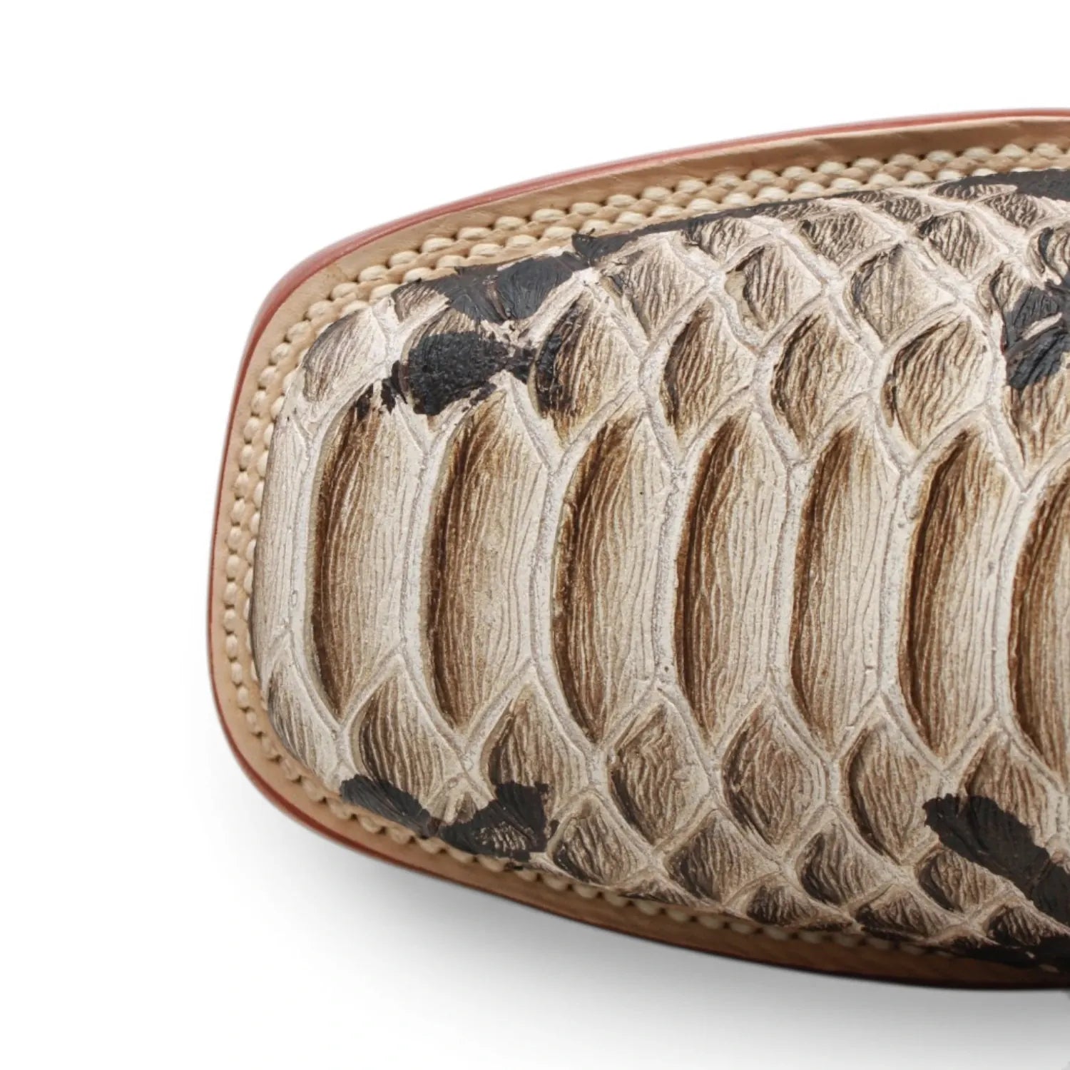 Tanner Mark Boots Boots Men's Python Print Square Toe Boots in Natural Brown - Tanner Mark Boots