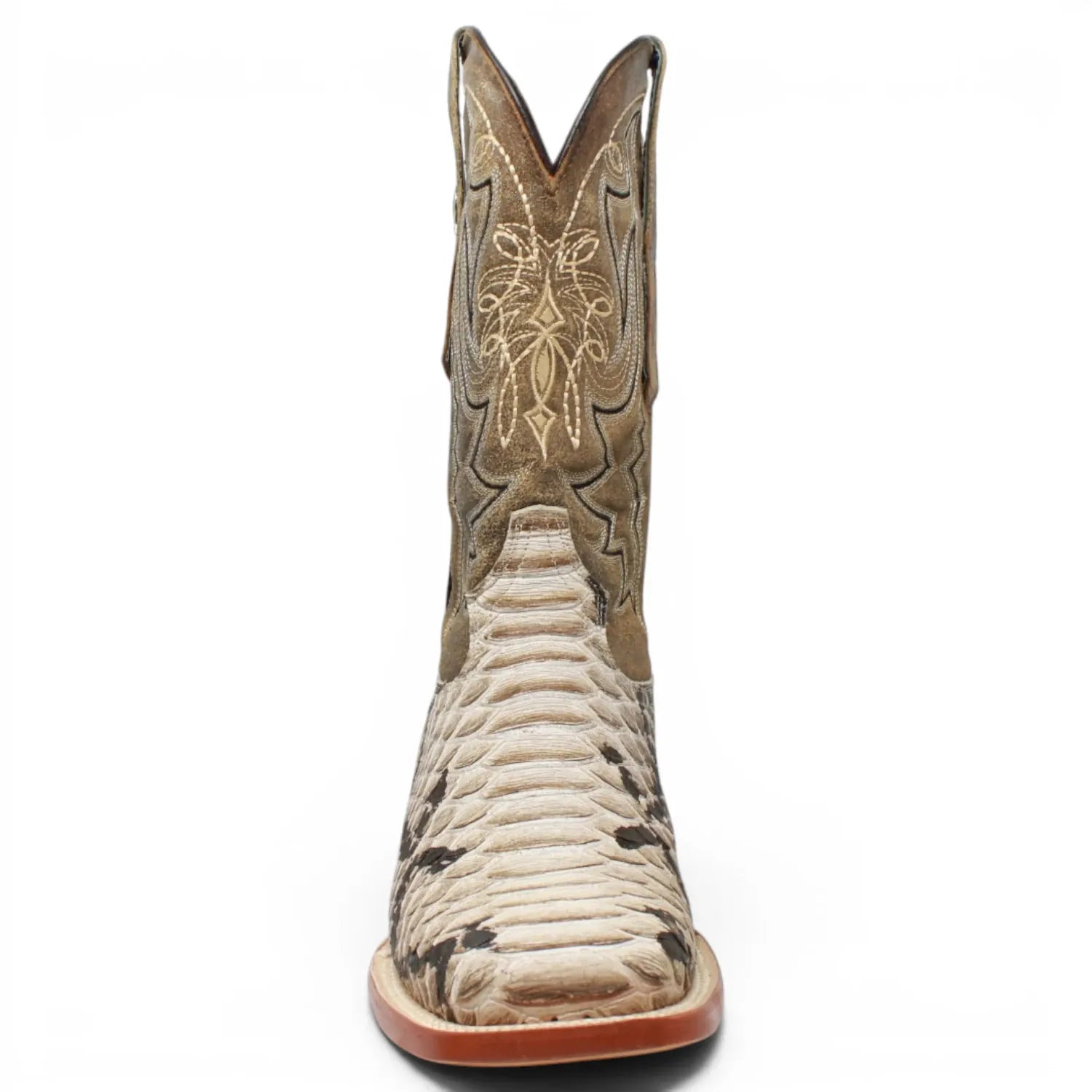 Tanner Mark Boots Boots Men's Python Print Square Toe Boots in Natural Brown - Tanner Mark Boots