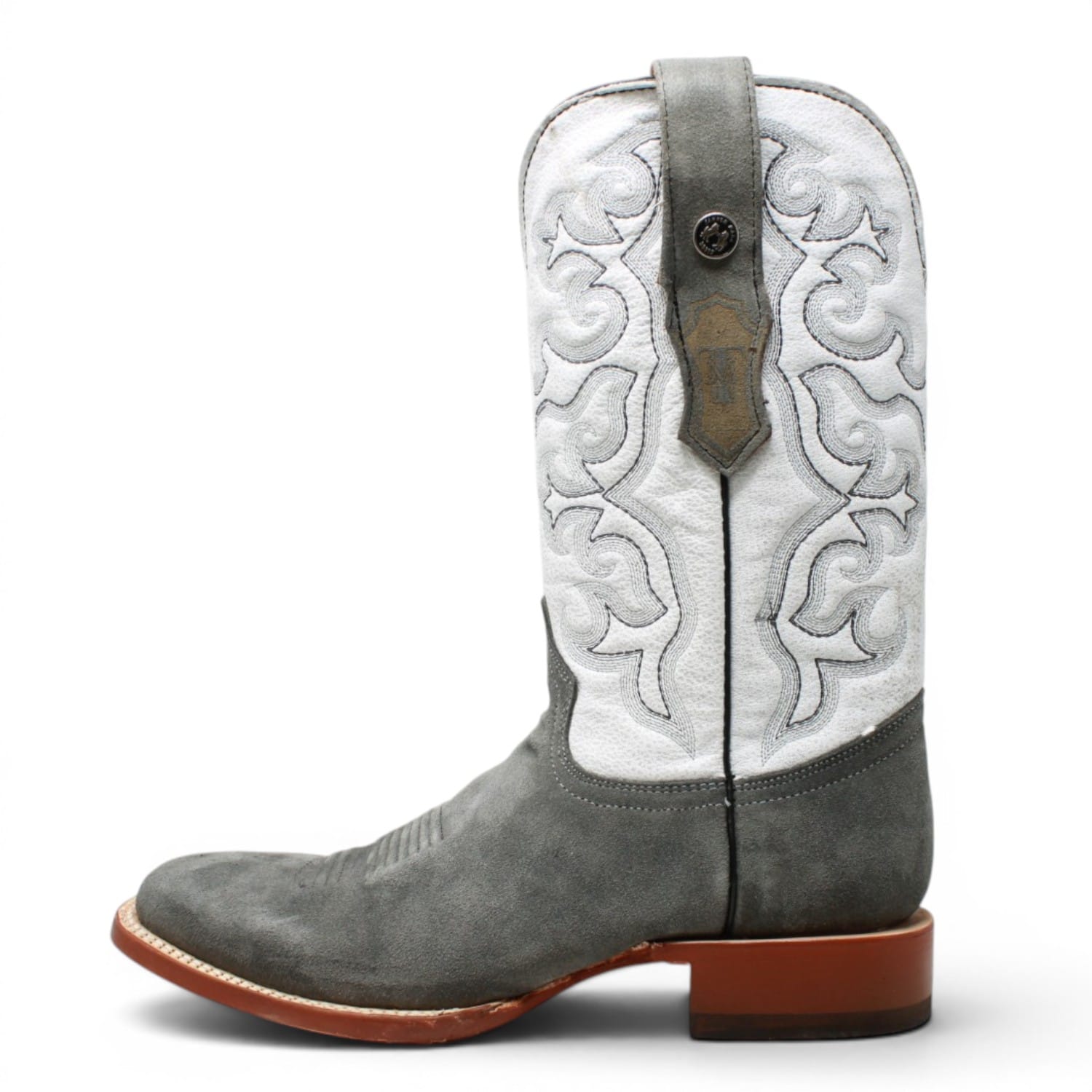 Tanner Mark Boots Boots Men's Ruff Out Leather Square Toe Boots in Grey - Tanner Mark Boots