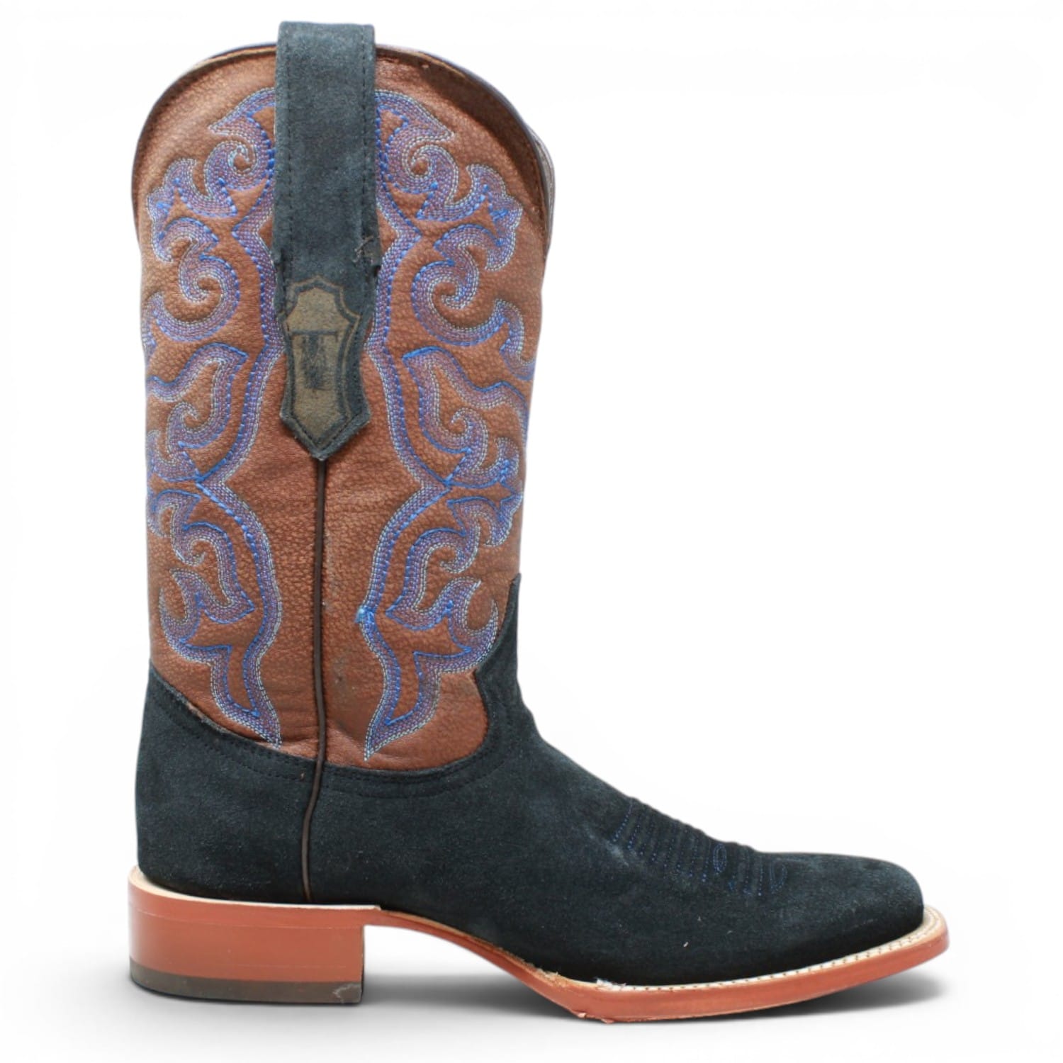 Tanner Mark Boots Boots Men's Ruff Out Leather Square Toe Boots in Navy Blue - Tanner Mark Boots