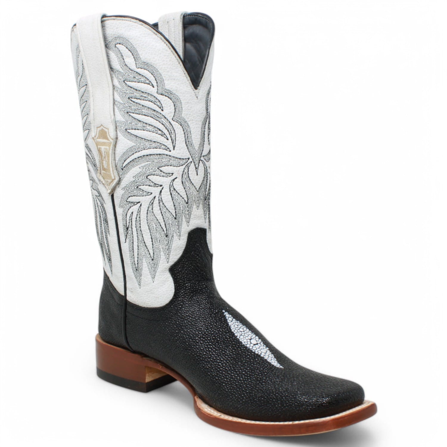 Tanner Mark Boots Boots Men's Stingray Print Square Toe Boots in Black - Tanner Mark Boots