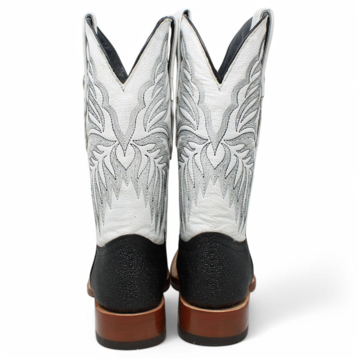Tanner Mark Boots Boots Men's Stingray Print Square Toe Boots in Black - Tanner Mark Boots