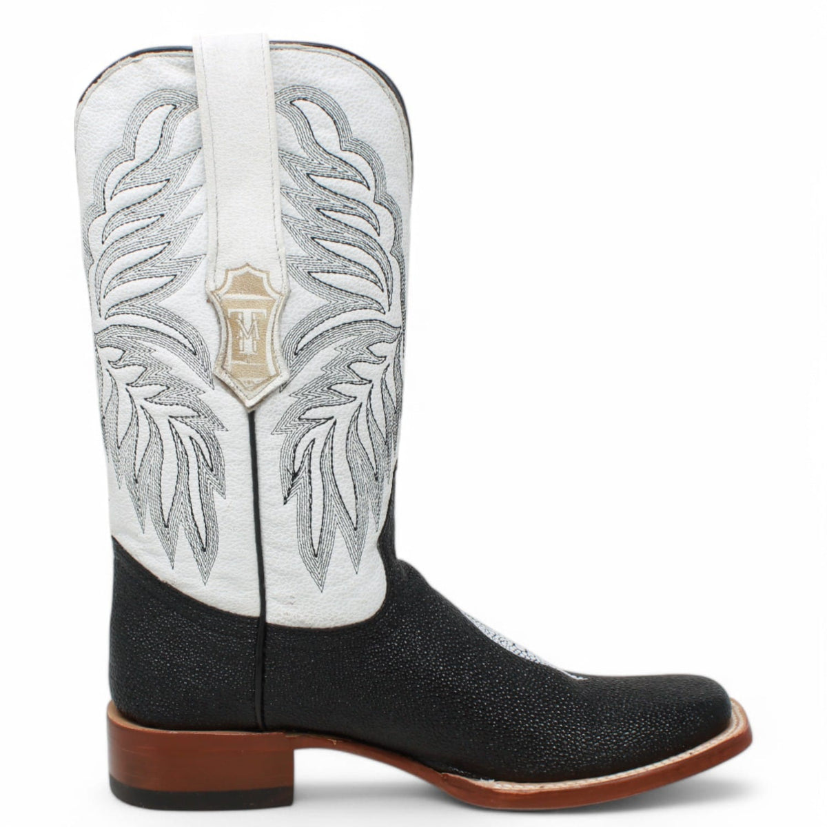 Tanner Mark Boots Boots Men's Stingray Print Square Toe Boots in Black - Tanner Mark Boots