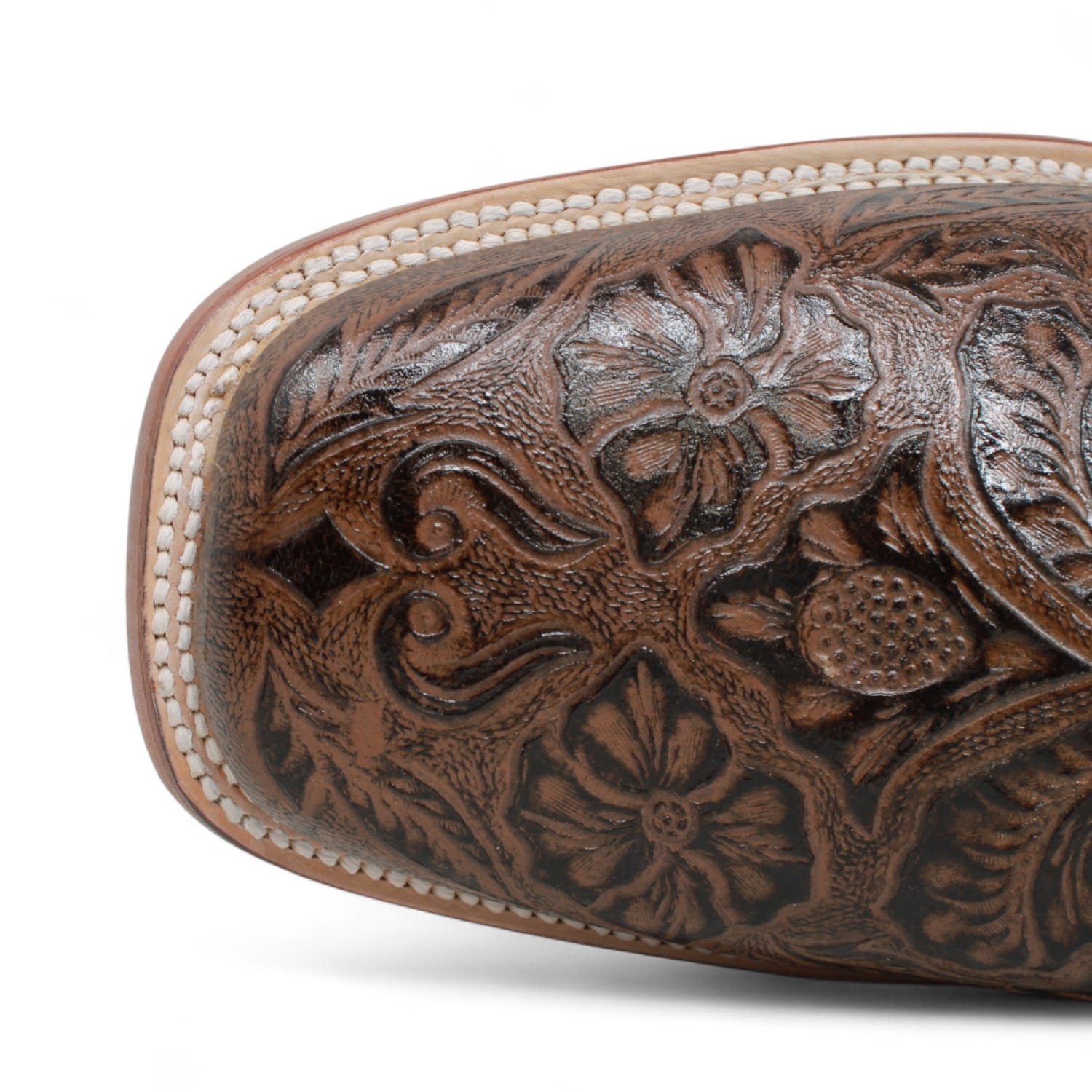 Tanner Mark Boots Boots Men's Tooled Leather Square Toe Ankle Boots in Brown - Tanner Mark Boots