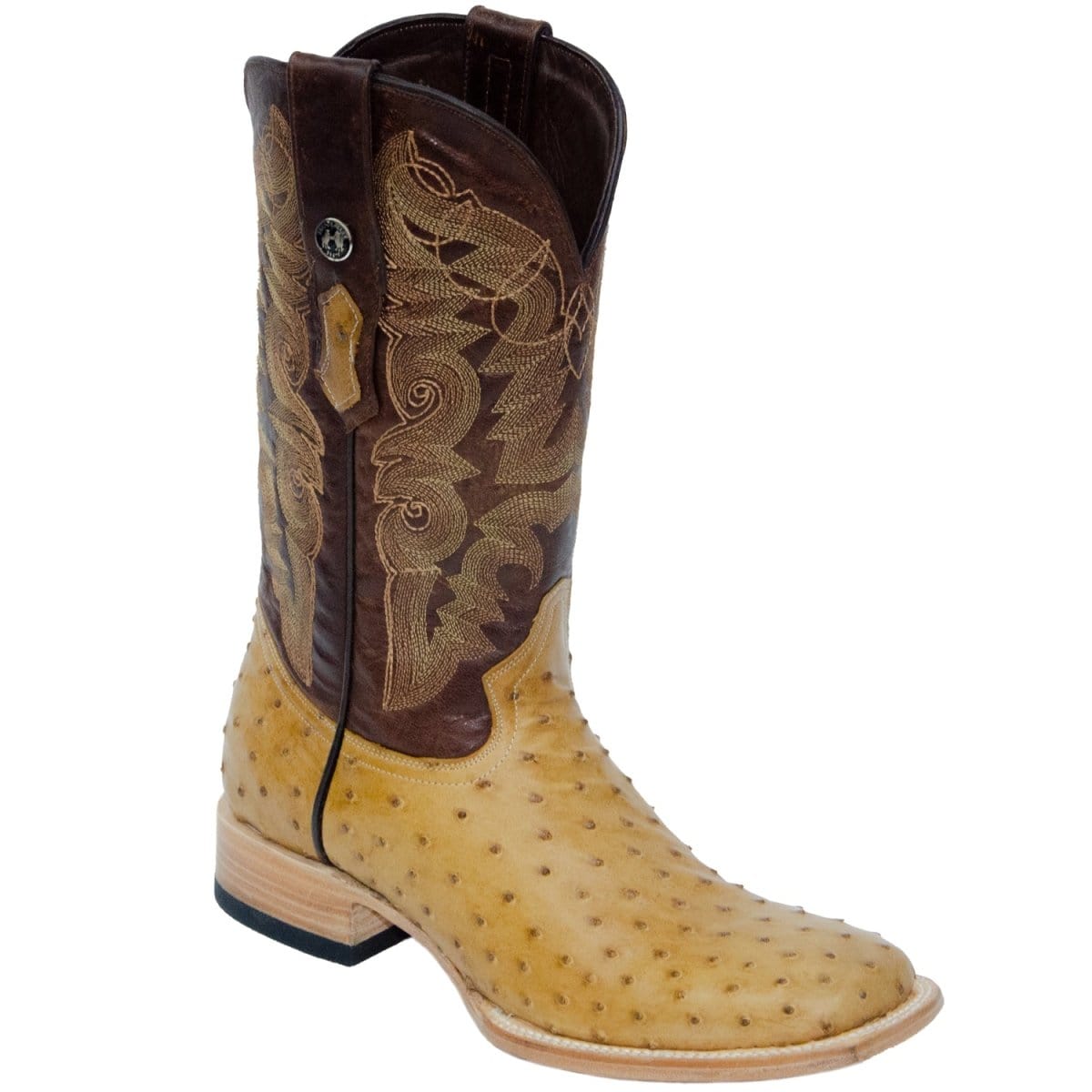 Tanner Mark Boots Boots Tanner Mark Men's Genuine Full Quill Ostrich Square Toe Boots MD Saddle  TMX200480