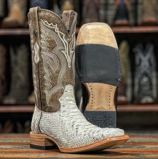 Python Skin Boots Blue Men's Python Boots – Genuine Snakeskin Leather