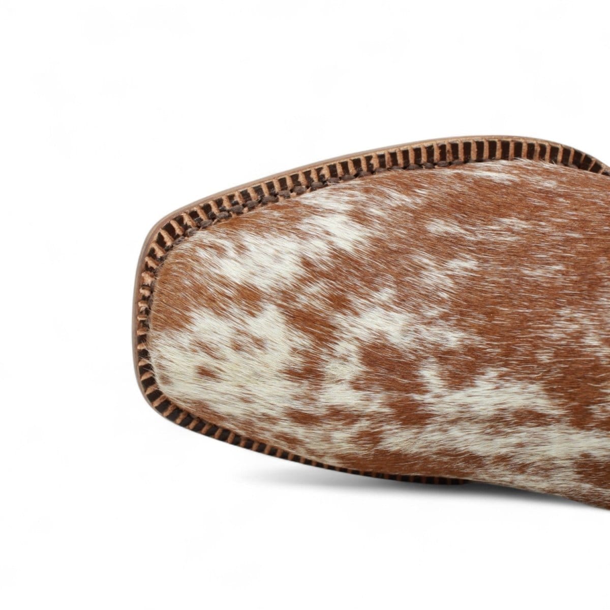 Tanner Mark Boots Boots Women's Annie Full Hair On Cowhide Leather Square Toe Boots in Brown & White - Tanner Mark Boots