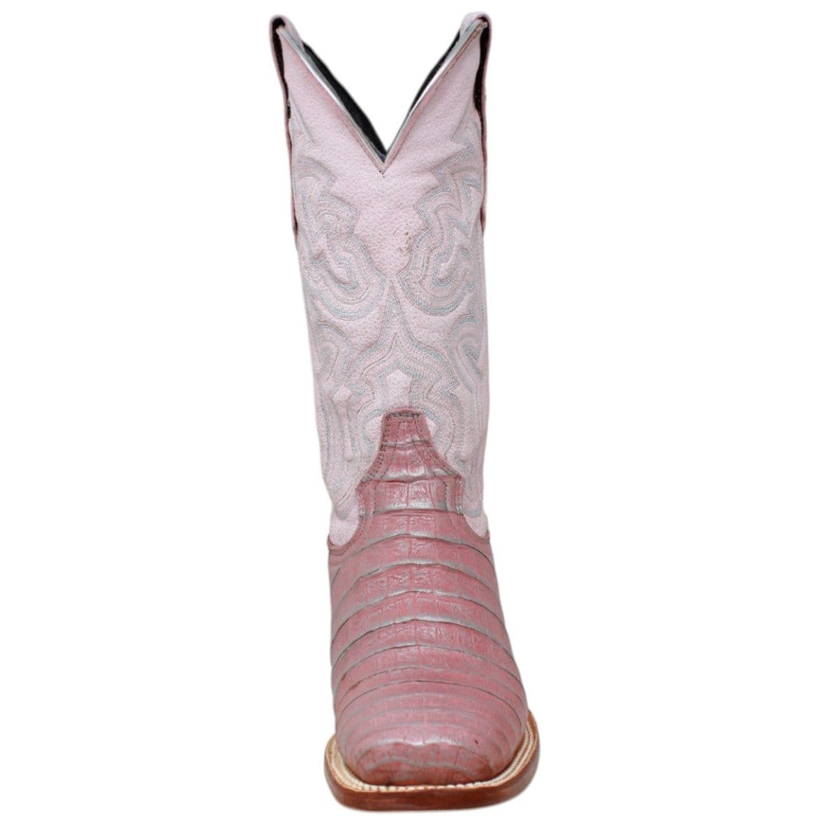 Tanner Mark Boots Boots Women's Caiman Belly Print Square Toe Tall Boots in Light Pink - Tanner Mark Boots