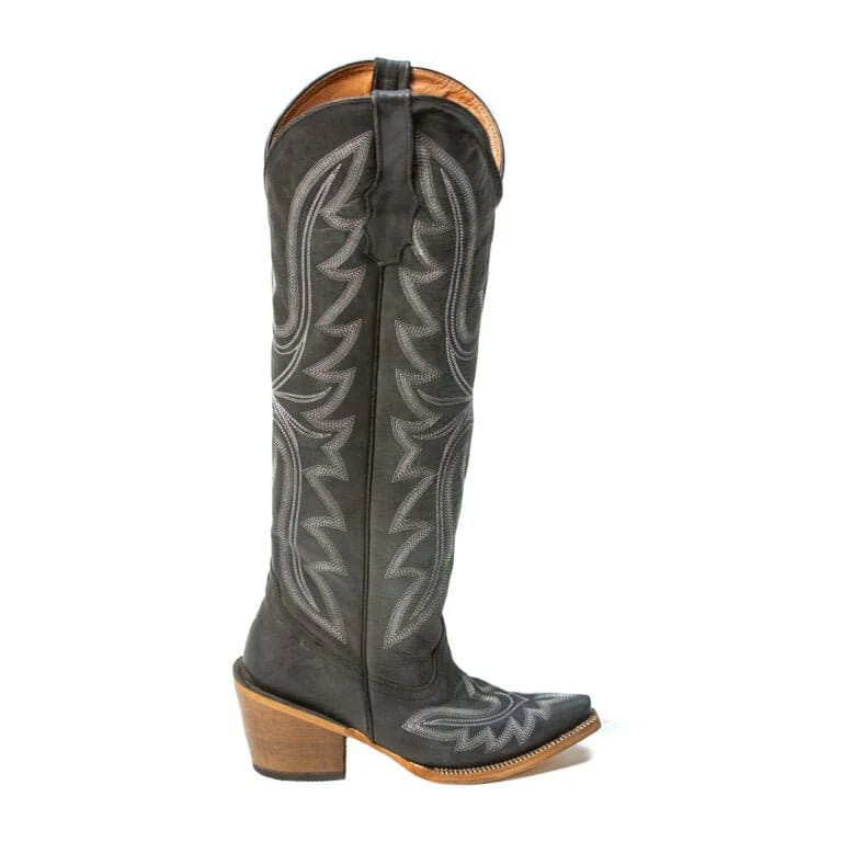 Tanner Mark Boots Boots Women's Fashion Heel Snip Toe Knee High Boots in Black - Tanner Mark Boots