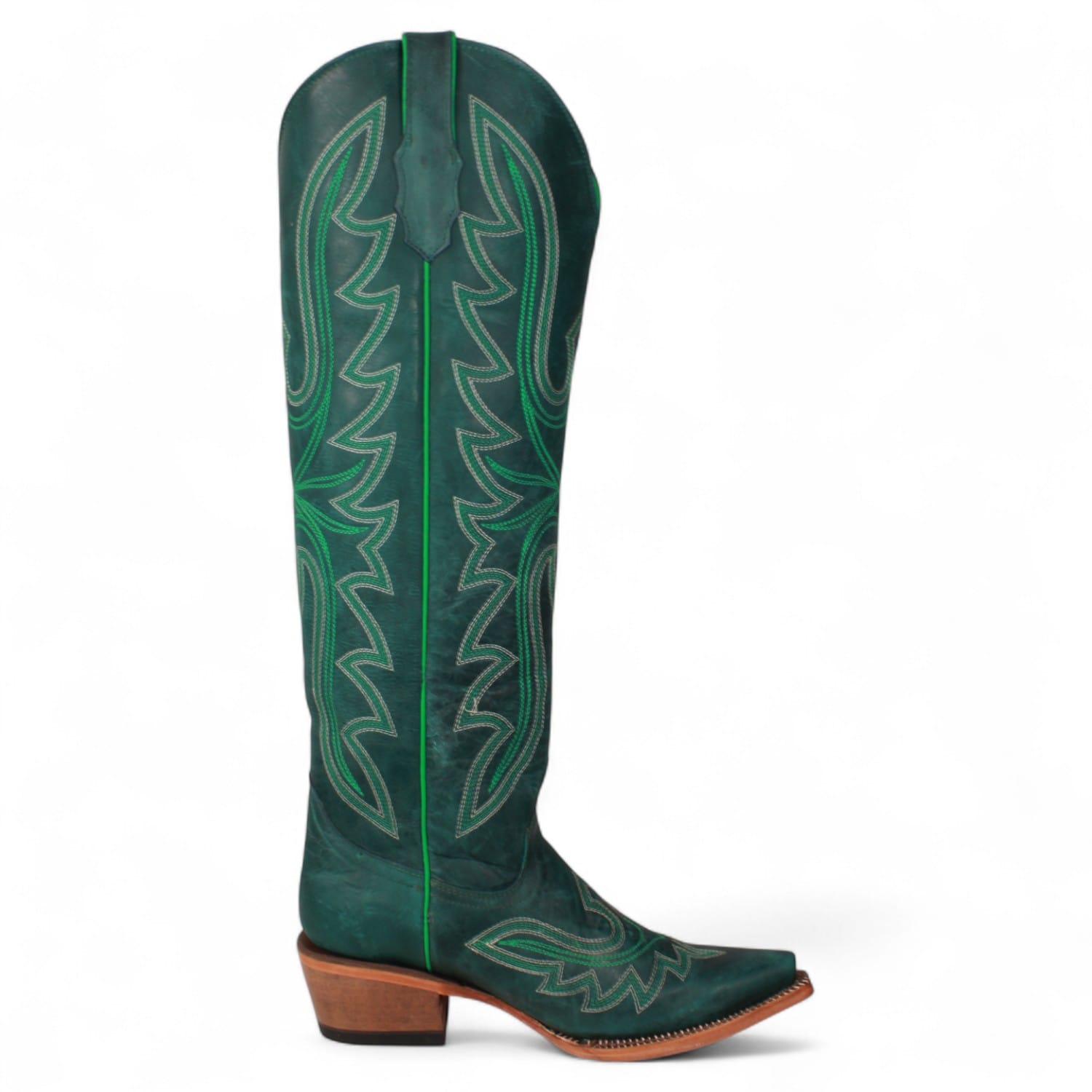 Tanner Mark Boots Boots Women's Fashion Heel Snip Toe Knee High Boots in Green - Tanner Mark Boots