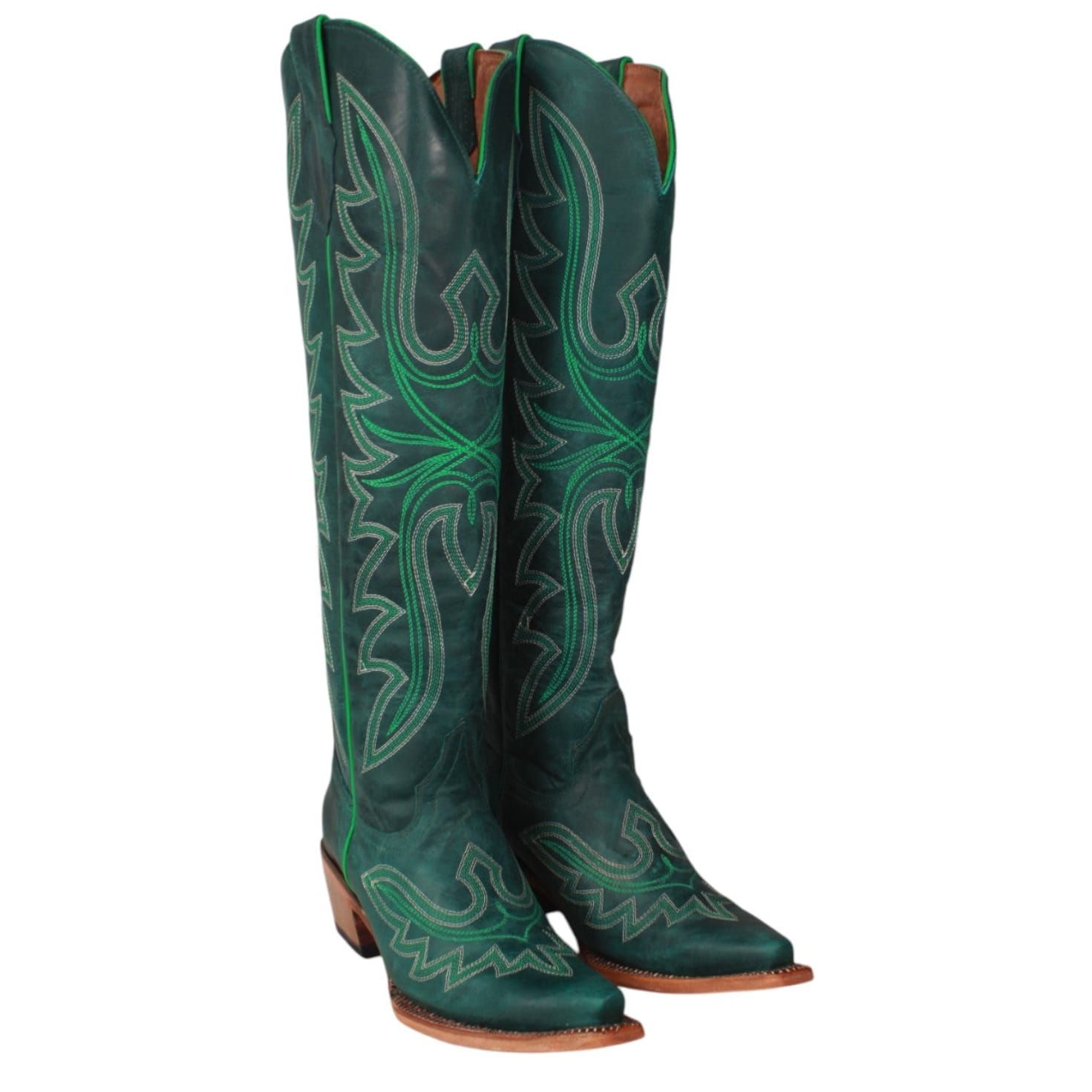 Tanner Mark Boots Boots Women's Fashion Heel Snip Toe Knee High Boots in Green - Tanner Mark Boots