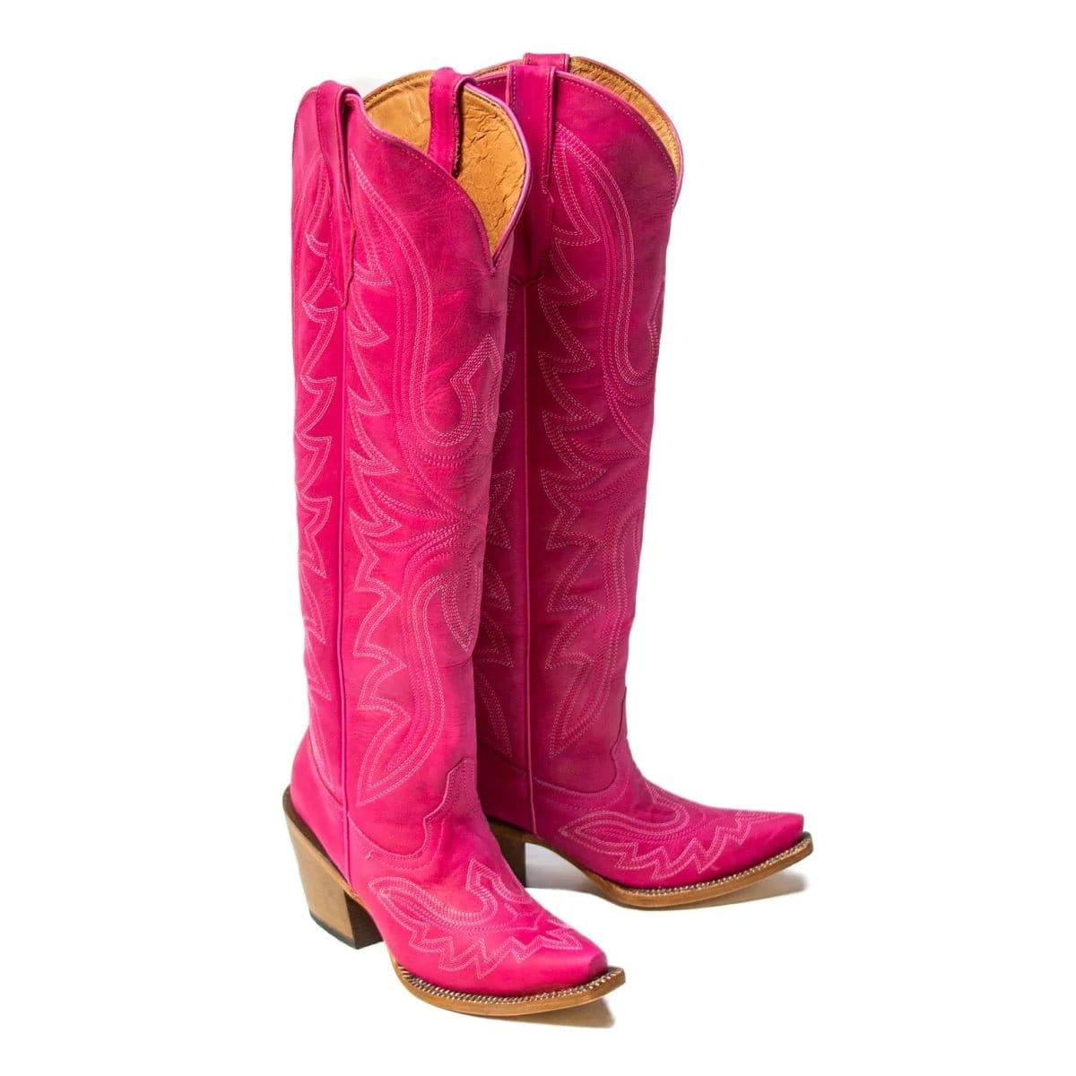 Tanner Mark Boots Boots Women's Fashion Heel Snip Toe Knee High Boots in Hot Pink - Tanner Mark Boots