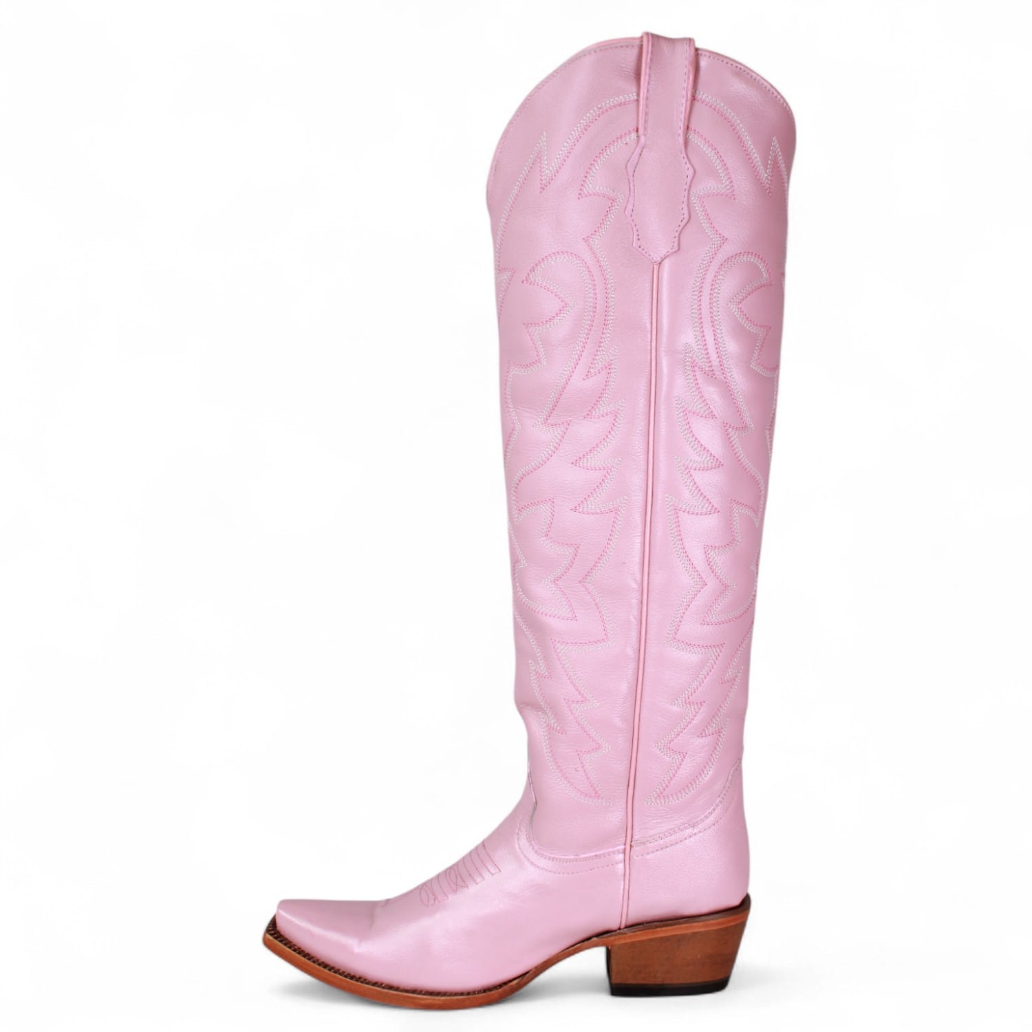 Tanner Mark Boots Boots Women's Fashion Heel Snip Toe Knee High Boots in Pink - Tanner Mark Boots