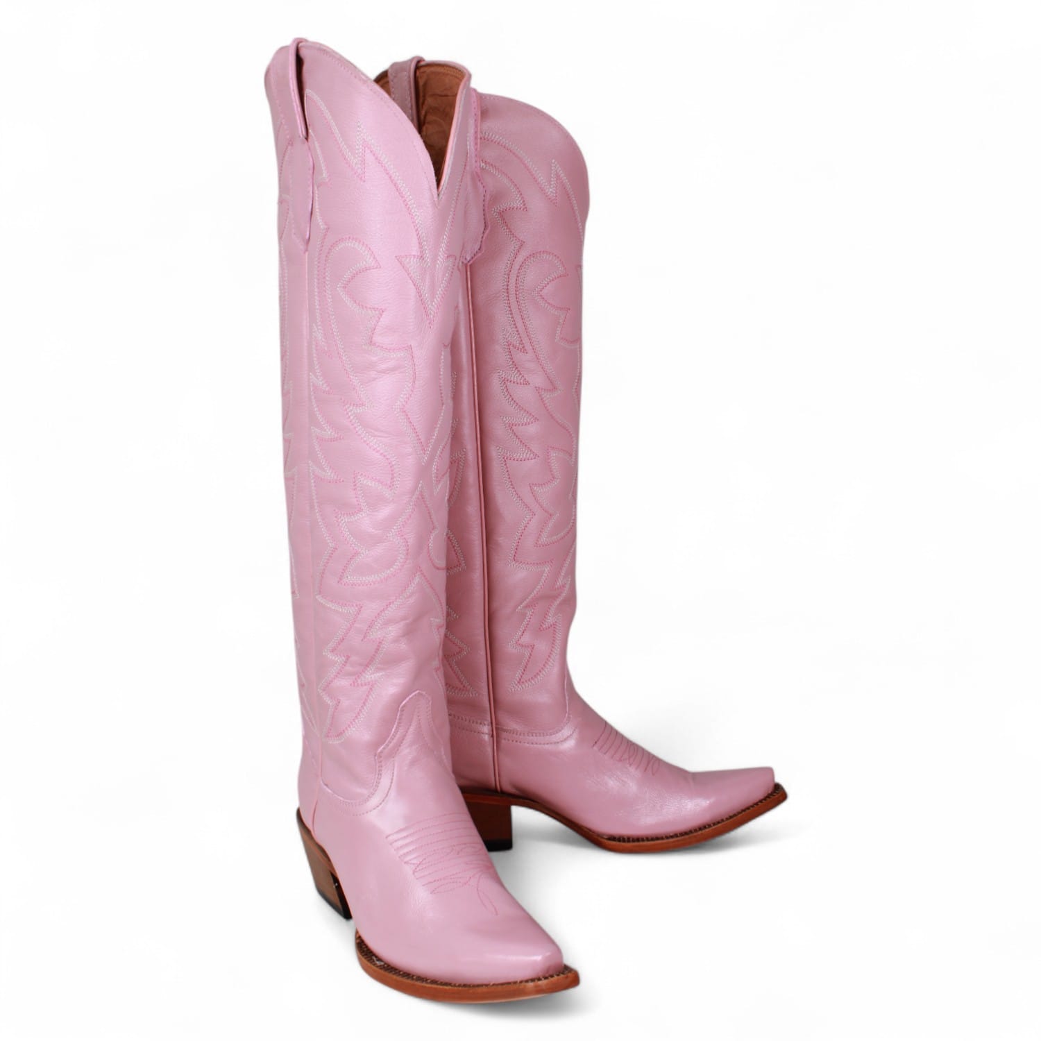 Tanner Mark Boots Boots Women's Fashion Heel Snip Toe Knee High Boots in Pink - Tanner Mark Boots
