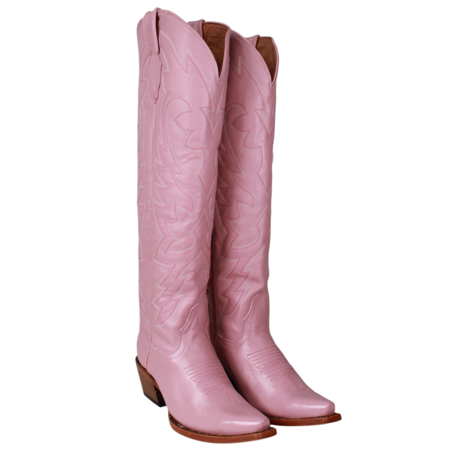 Tanner Mark Boots Boots Women's Fashion Heel Snip Toe Knee High Boots in Pink - Tanner Mark Boots