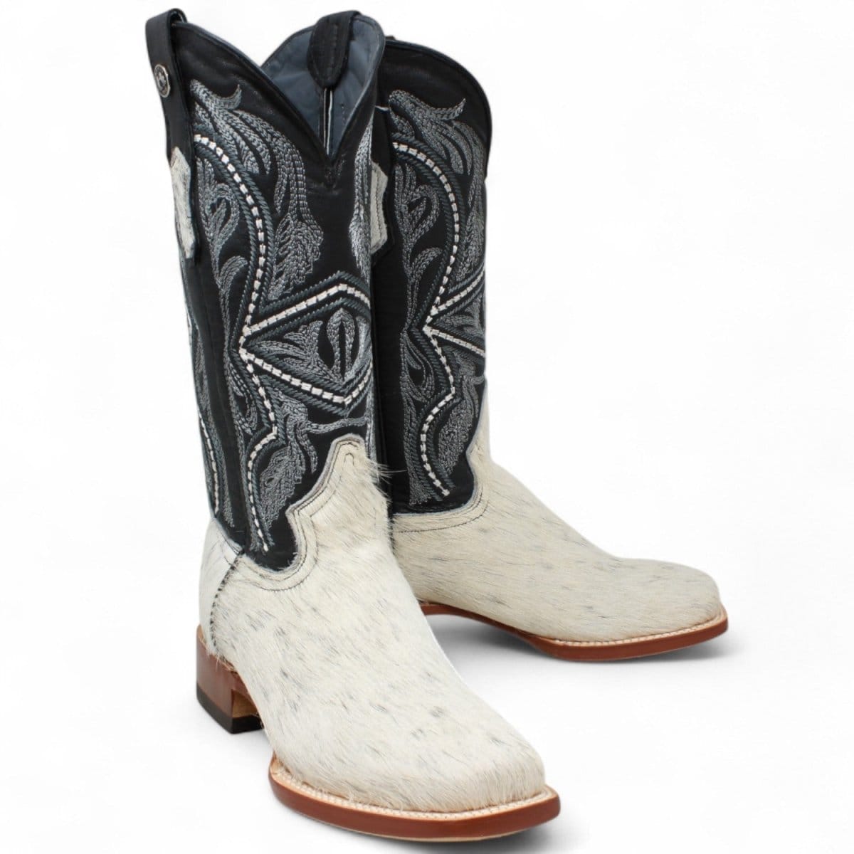 Tanner Mark Boots Boots Women's Full Hair On Cowhide Square Toe Boots in Black & White - Tanner Mark Boots