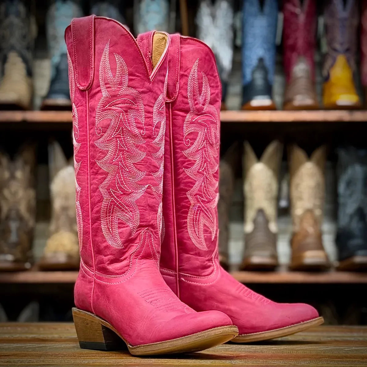 Tanner Mark Boots Boots Women's Genuine Leather Round Toe Tall Boots in Pink - Tanner Mark Boots