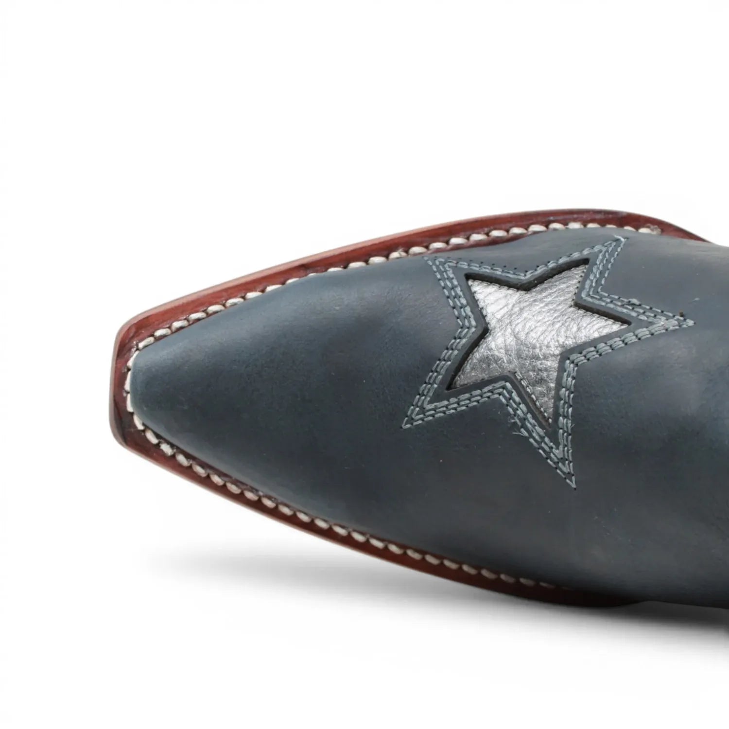 Women's Genuine Leather with Silver Tri-Star Inlay Snip Toe Boots in Savage Blue - Tanner Mark Boots