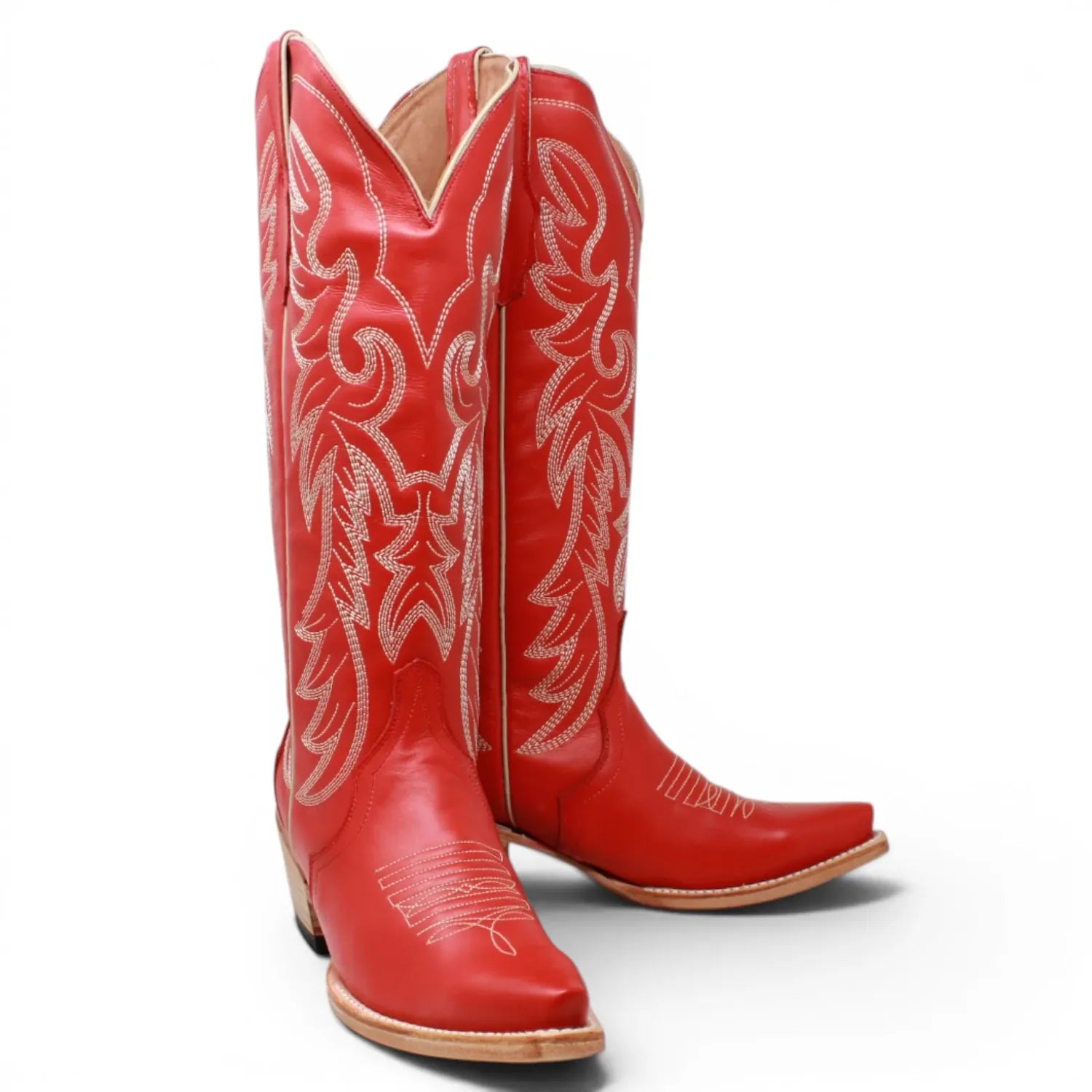 Women's Genuine Leather Triad Snip Toe Boots in Cherry Red - Tanner Mark Boots
