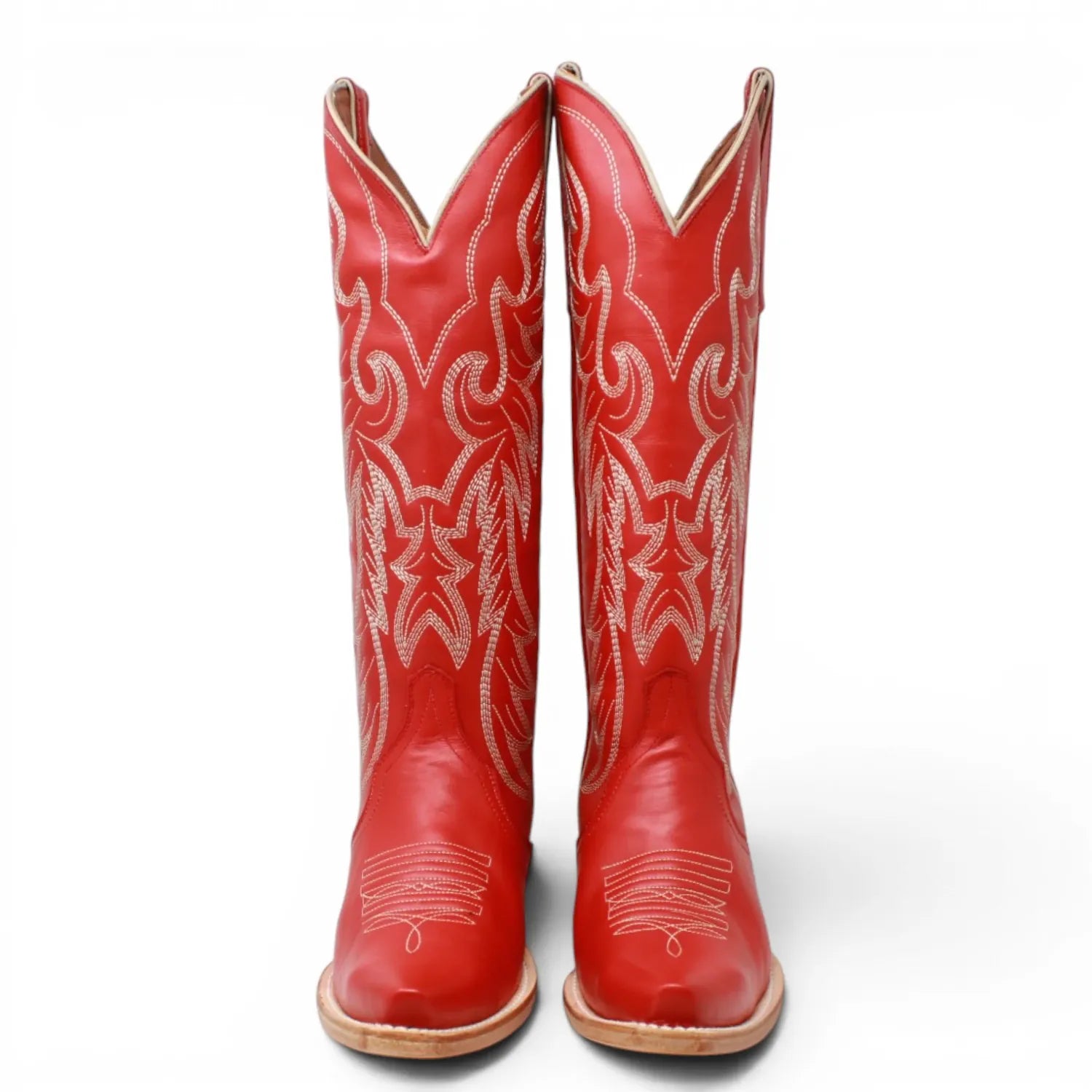 Women's Genuine Leather Triad Snip Toe Boots in Cherry Red - Tanner Mark Boots