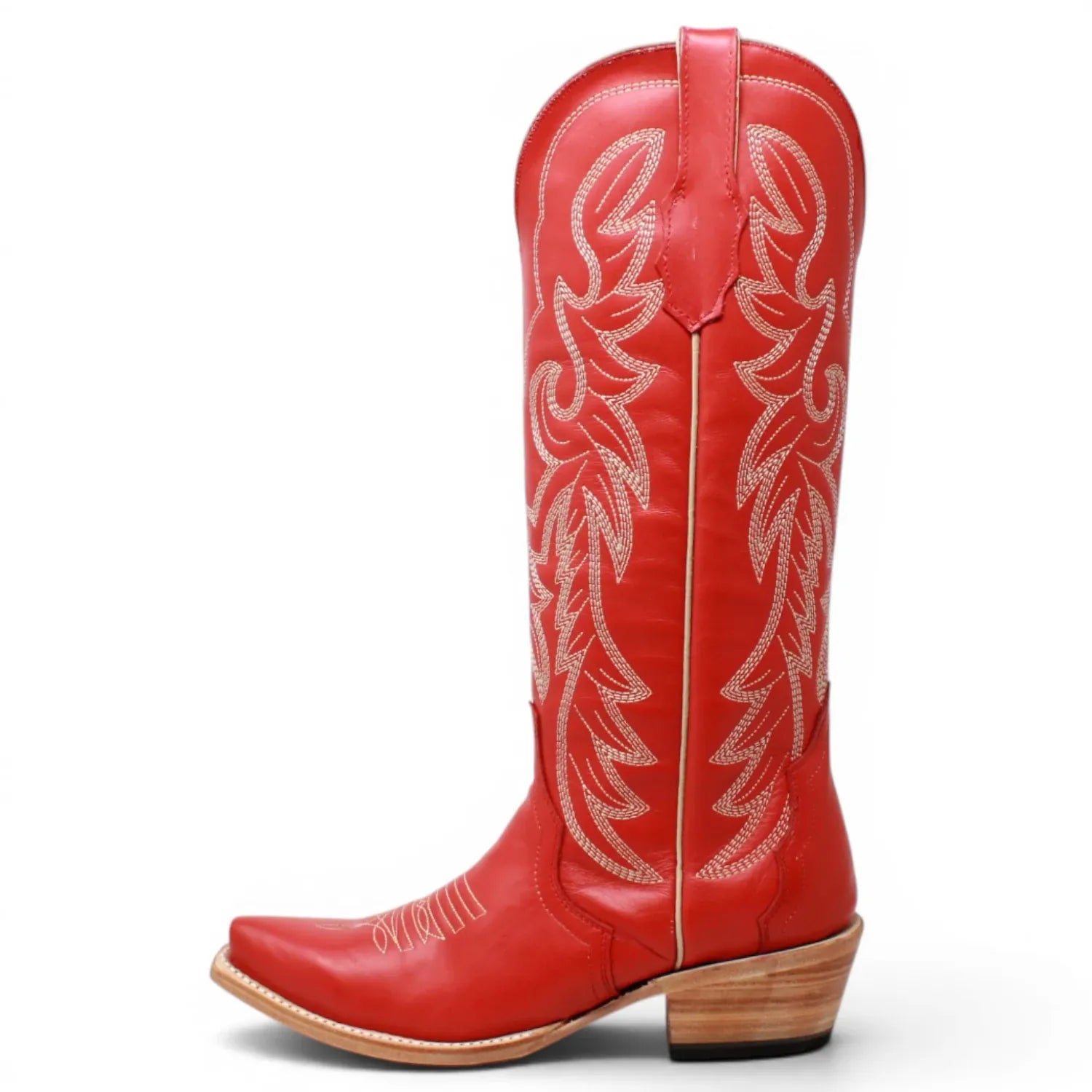 Women's Genuine Leather Triad Snip Toe Boots in Cherry Red - Tanner Mark Boots