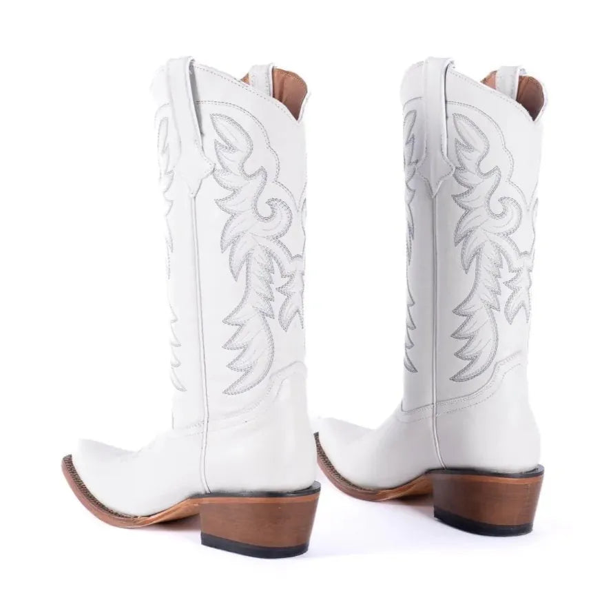 Tanner Mark Boots Boots Women's Genuine Leather Snip Toe Boots in White - Tanner Mark Boots