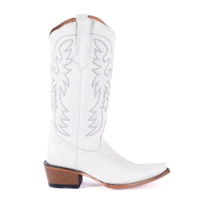 Tanner Mark Boots Boots Women's Genuine Leather Snip Toe Boots in White - Tanner Mark Boots