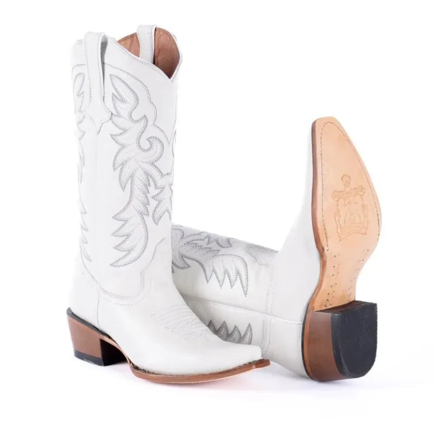 Tanner Mark Boots Boots Women's Genuine Leather Snip Toe Boots in White - Tanner Mark Boots