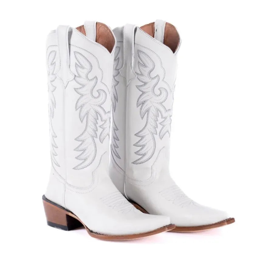 Tanner Mark Boots Boots Women's Genuine Leather Snip Toe Boots in White - Tanner Mark Boots