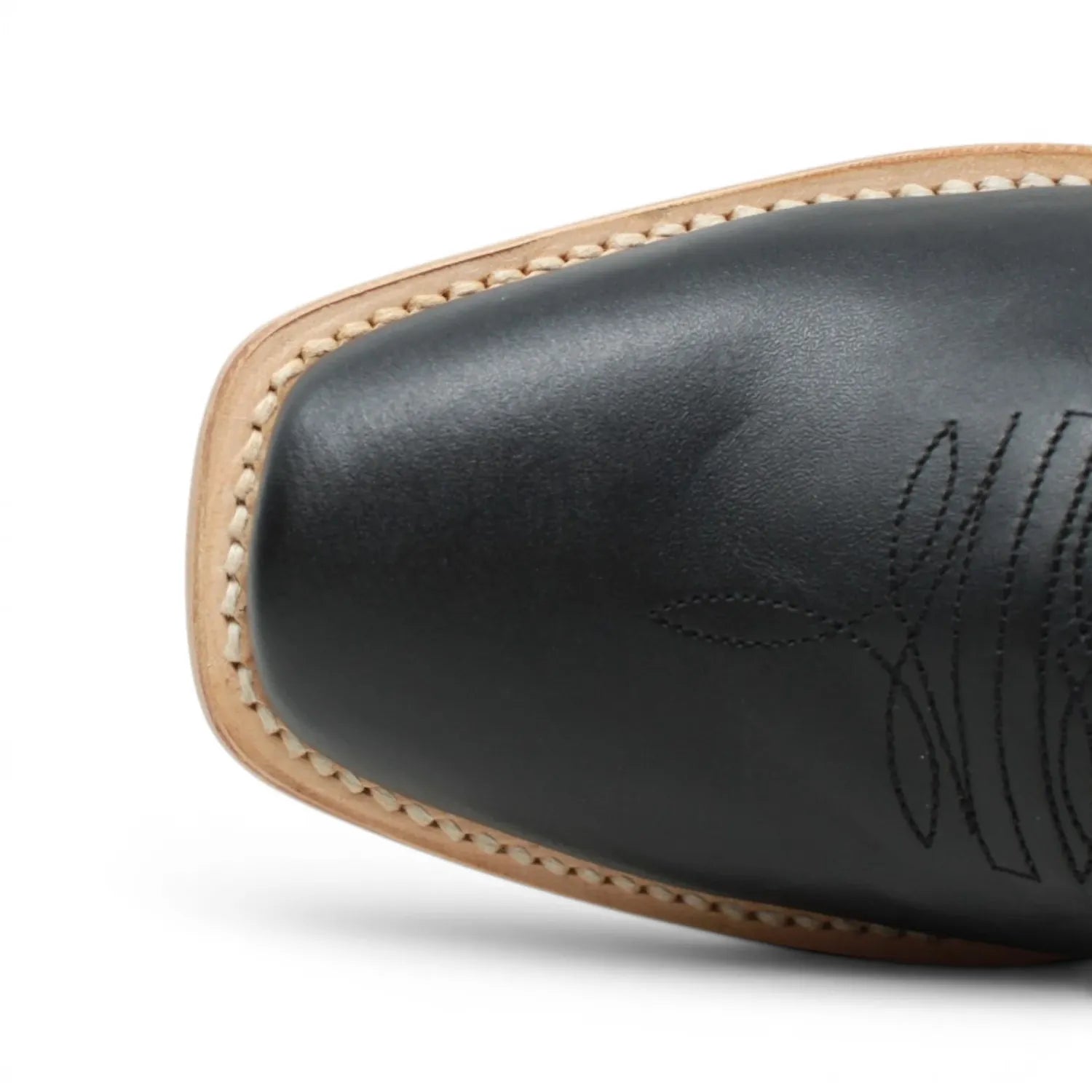 Women's Leather with Diamond Stitch & Star Inlay Square Toe Boots in Black - Tanner Mark Boots
