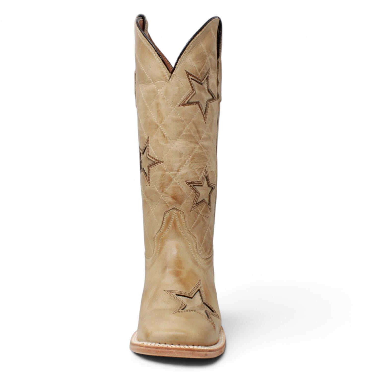 Women's Burnished with Tri-Star Leather Square Toe Boots in Sand - Tanner Mark Boots