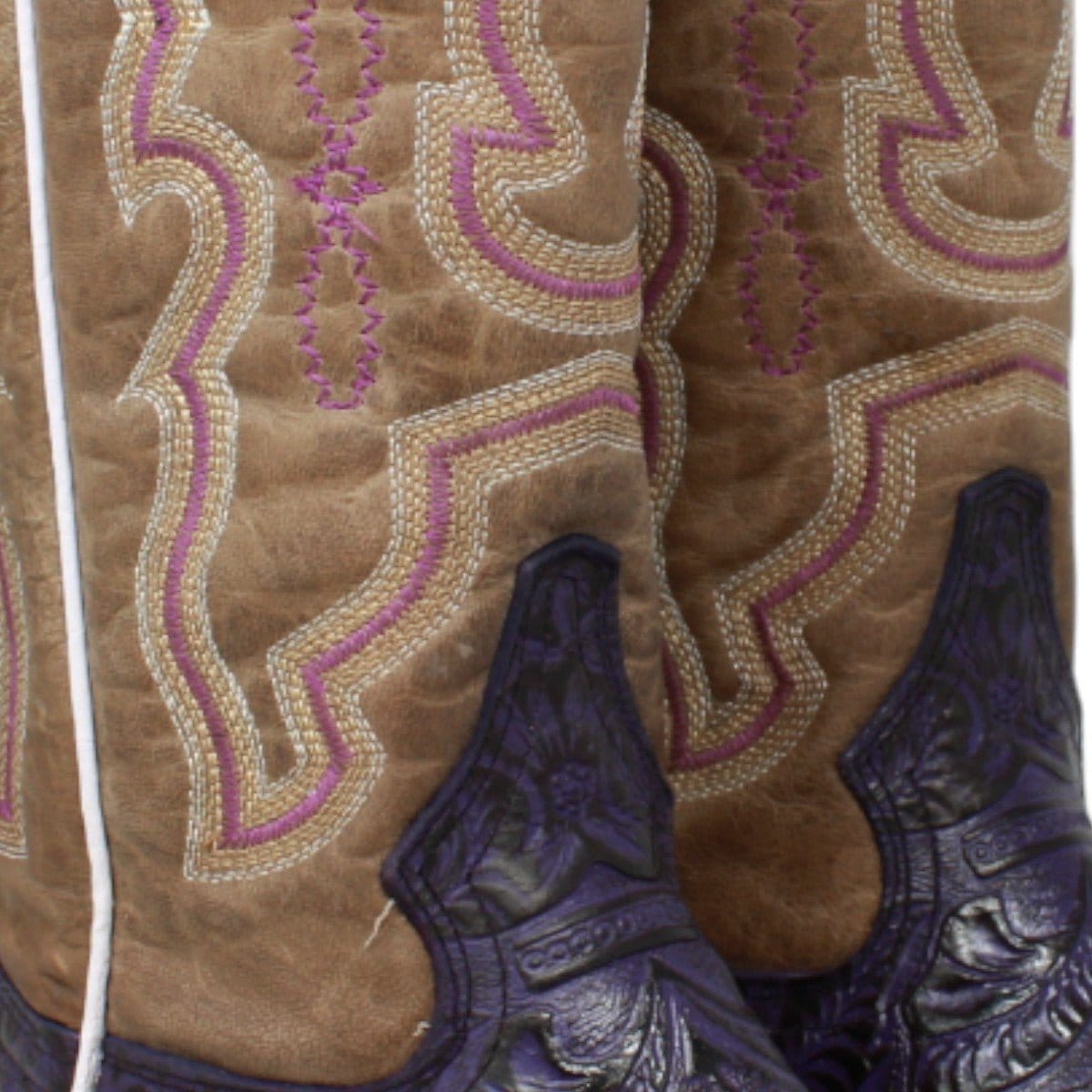 Tanner Mark Boots Boots Women's Hand Tooled Leather Square Toe Boots in Grape - Tanner Mark Boots