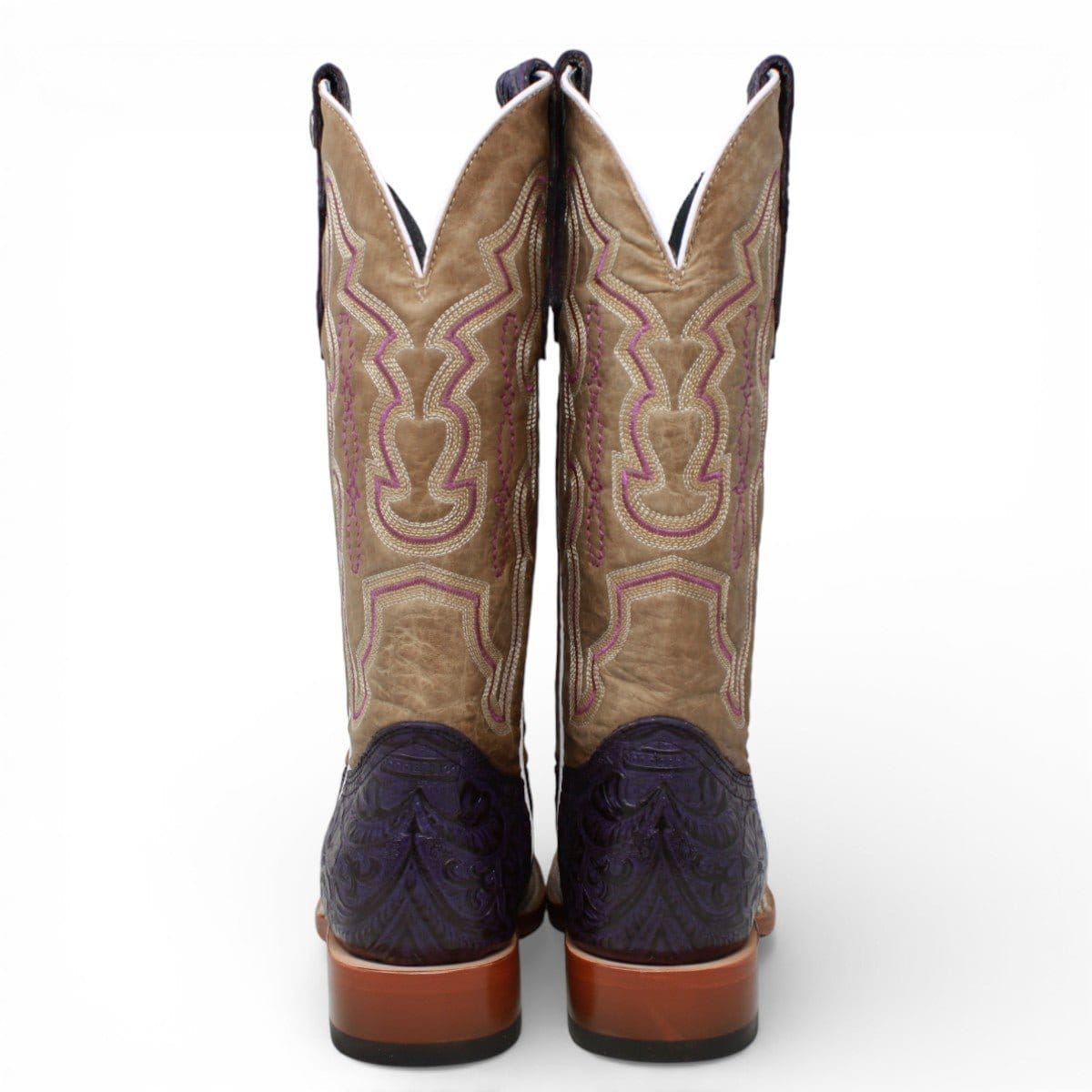 Tanner Mark Boots Boots Women's Hand Tooled Leather Square Toe Boots in Grape - Tanner Mark Boots