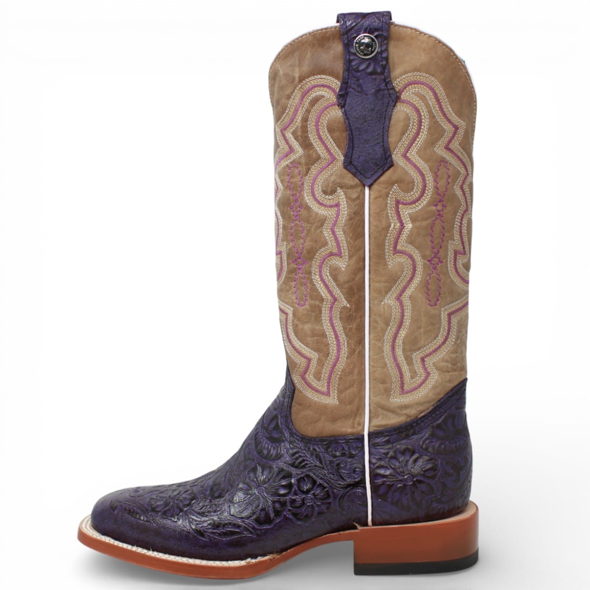 Tanner Mark Boots Boots Women's Hand Tooled Leather Square Toe Boots in Grape - Tanner Mark Boots