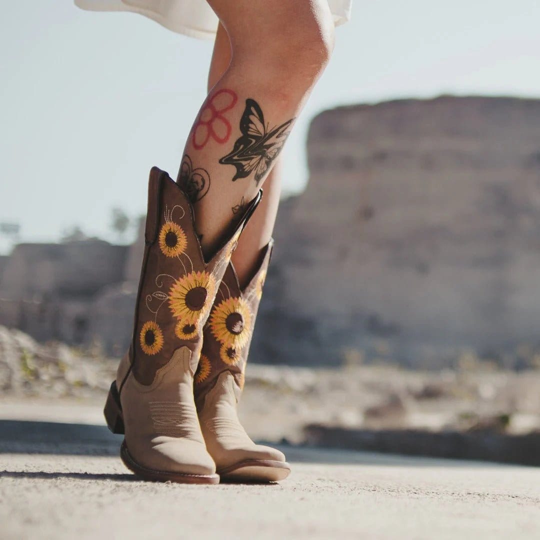 Tanner Mark Boots Boots Women's Leather Square Toe Boots in Crazy Brown - Tanner Mark Boots