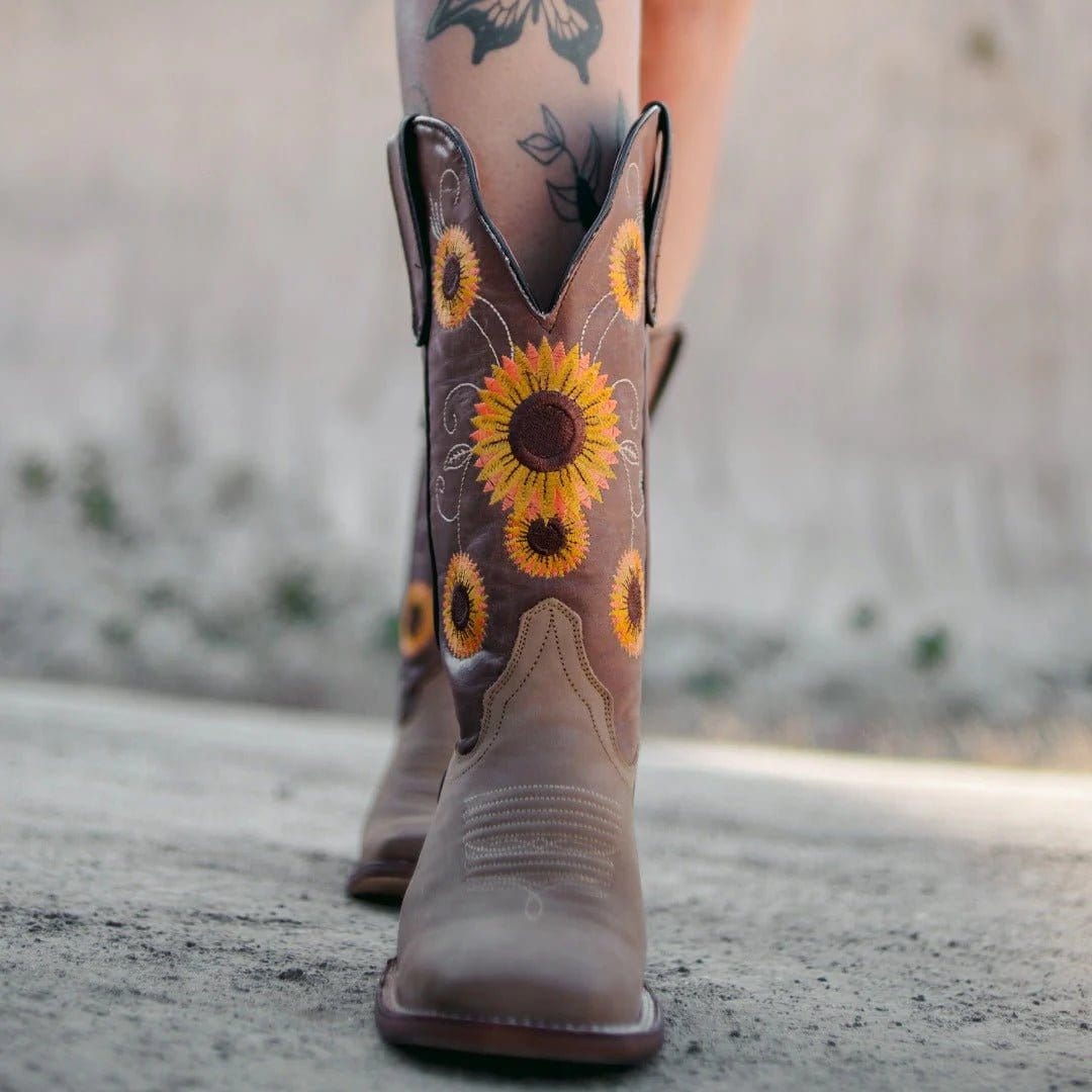 Tanner Mark Boots Boots Women's Leather Square Toe Boots in Crazy Brown - Tanner Mark Boots