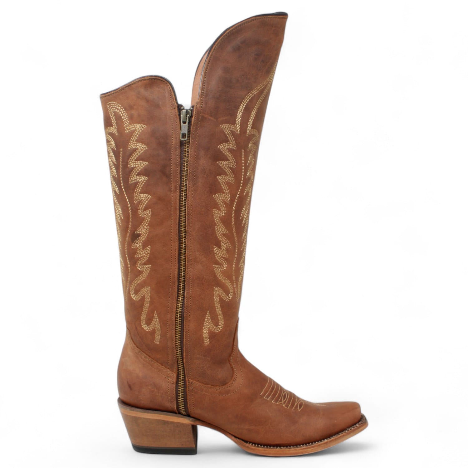 Tanner Mark Boots Boots Women's Leather Square Toe Tall Riding Boots in Brown - Tanner Mark Boots