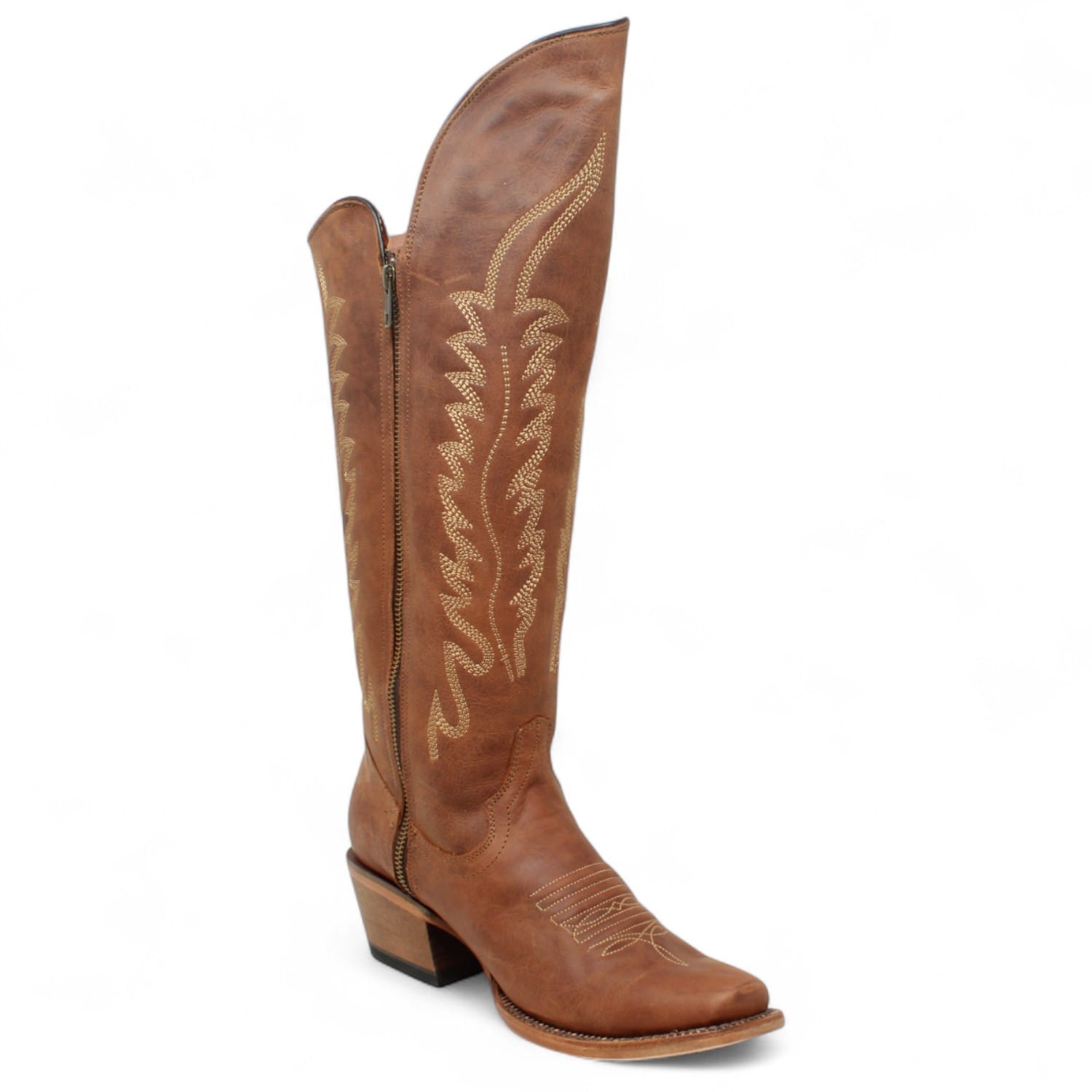 Tanner Mark Boots Boots Women's Leather Square Toe Tall Riding Boots in Brown - Tanner Mark Boots