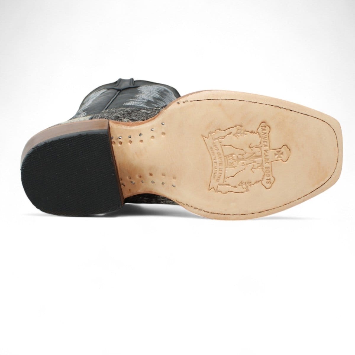 Tanner Mark Boots Boots Women's Olene Full Hair On Cowhide Leather Square Toe Boots in Salt & Pepper - Tanner Mark Boots